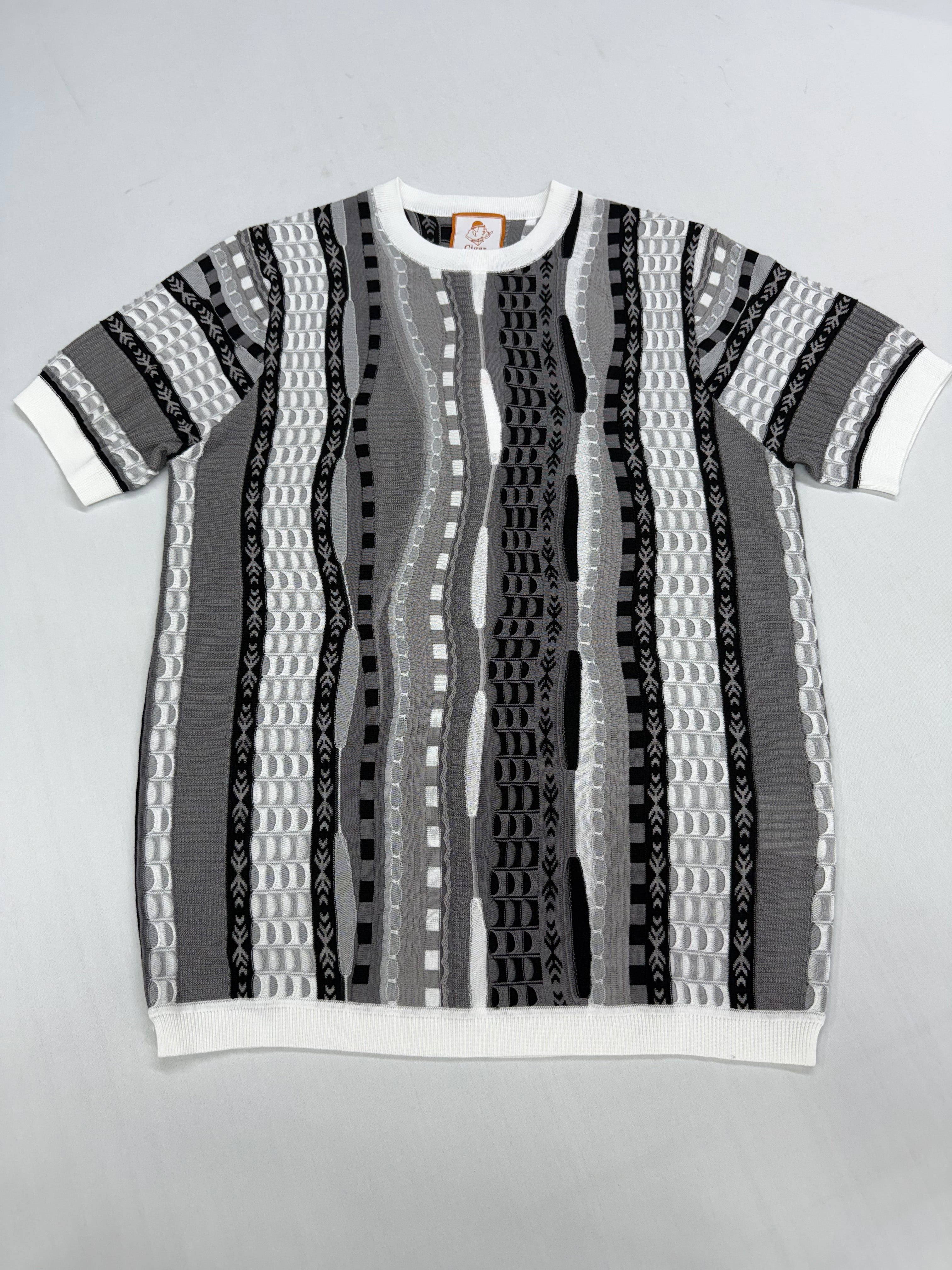 Cigar Couture Black/White/Grey Short Sleeve Knit Shirt