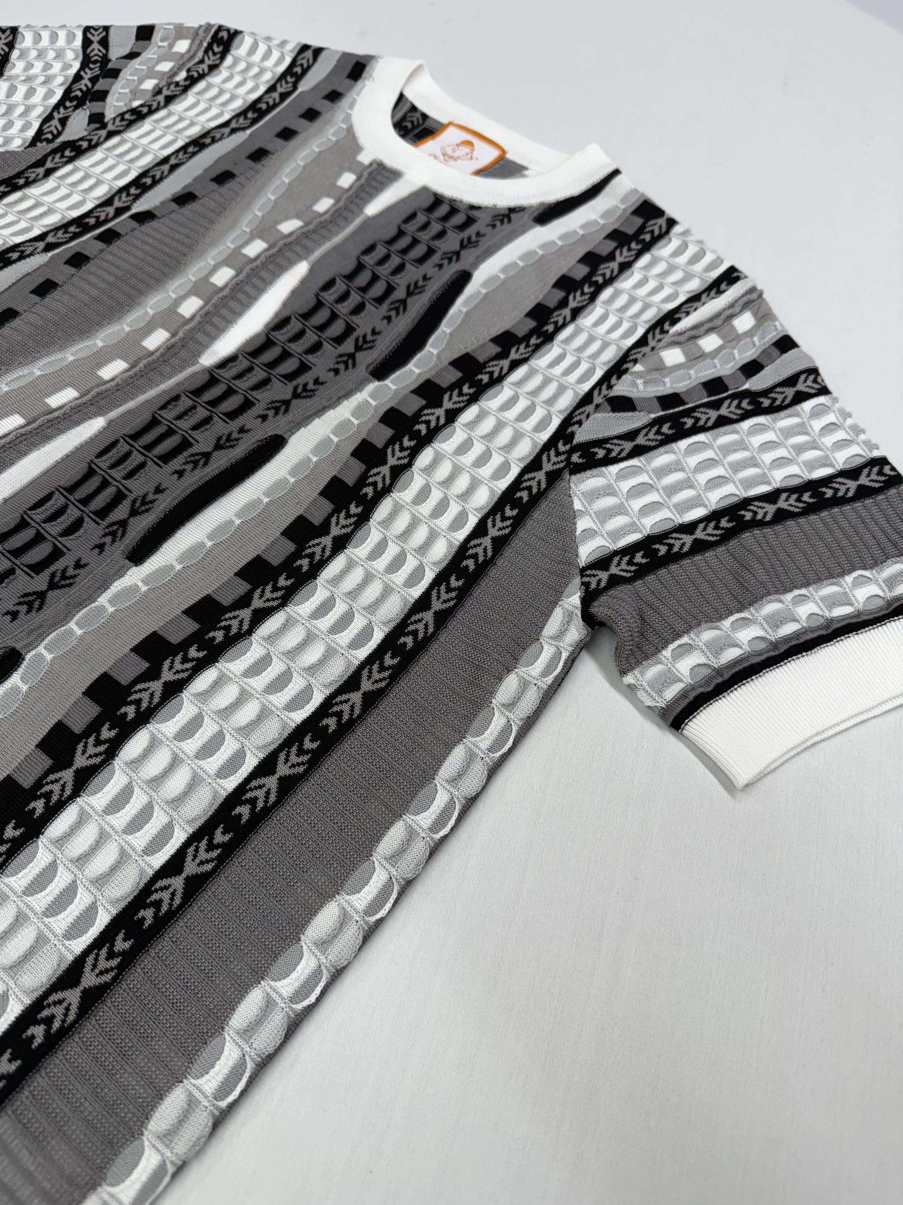 Cigar Couture Black/White/Grey Short Sleeve Knit Shirt