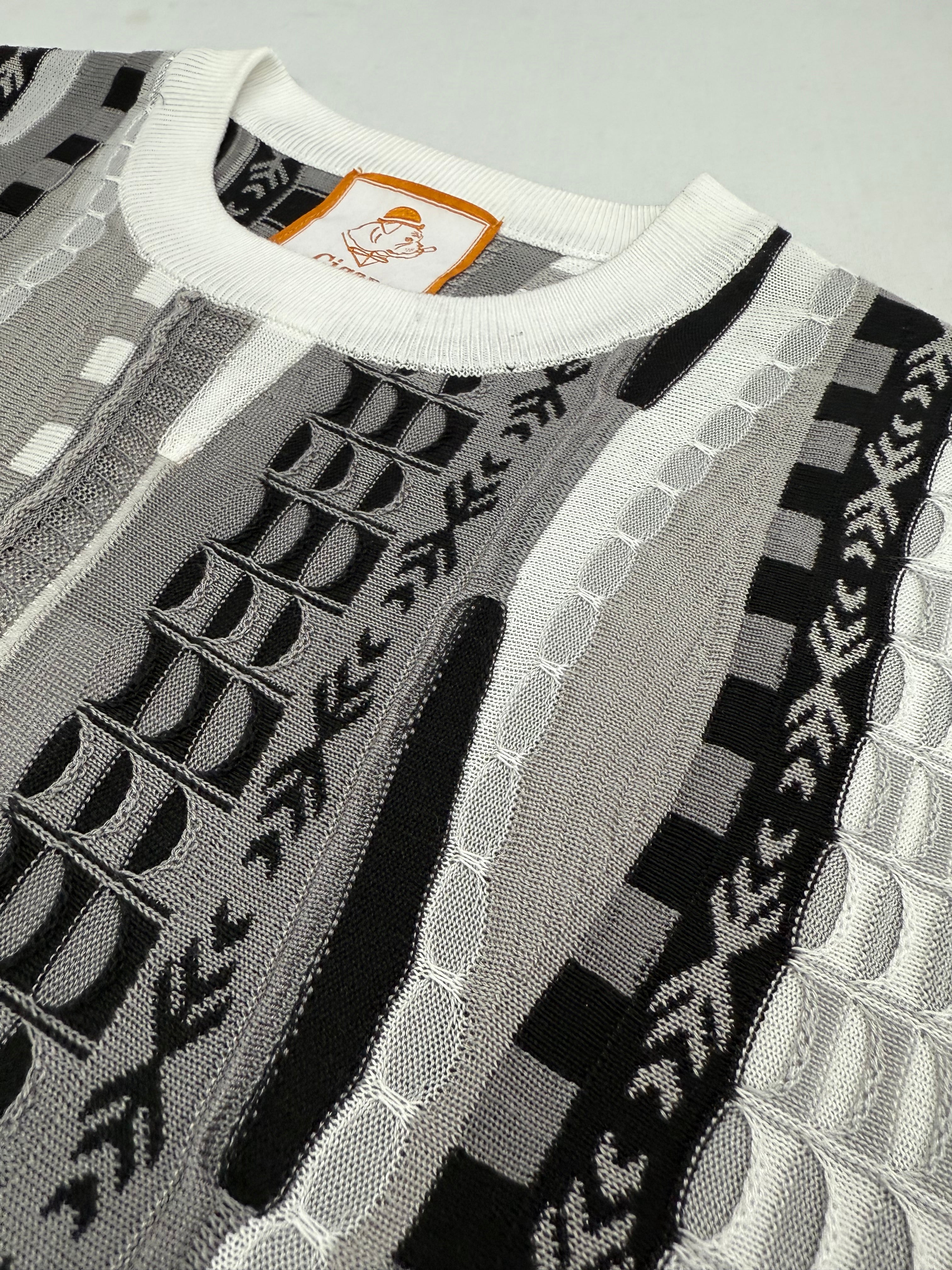 Cigar Couture Black/White/Grey Short Sleeve Knit Shirt