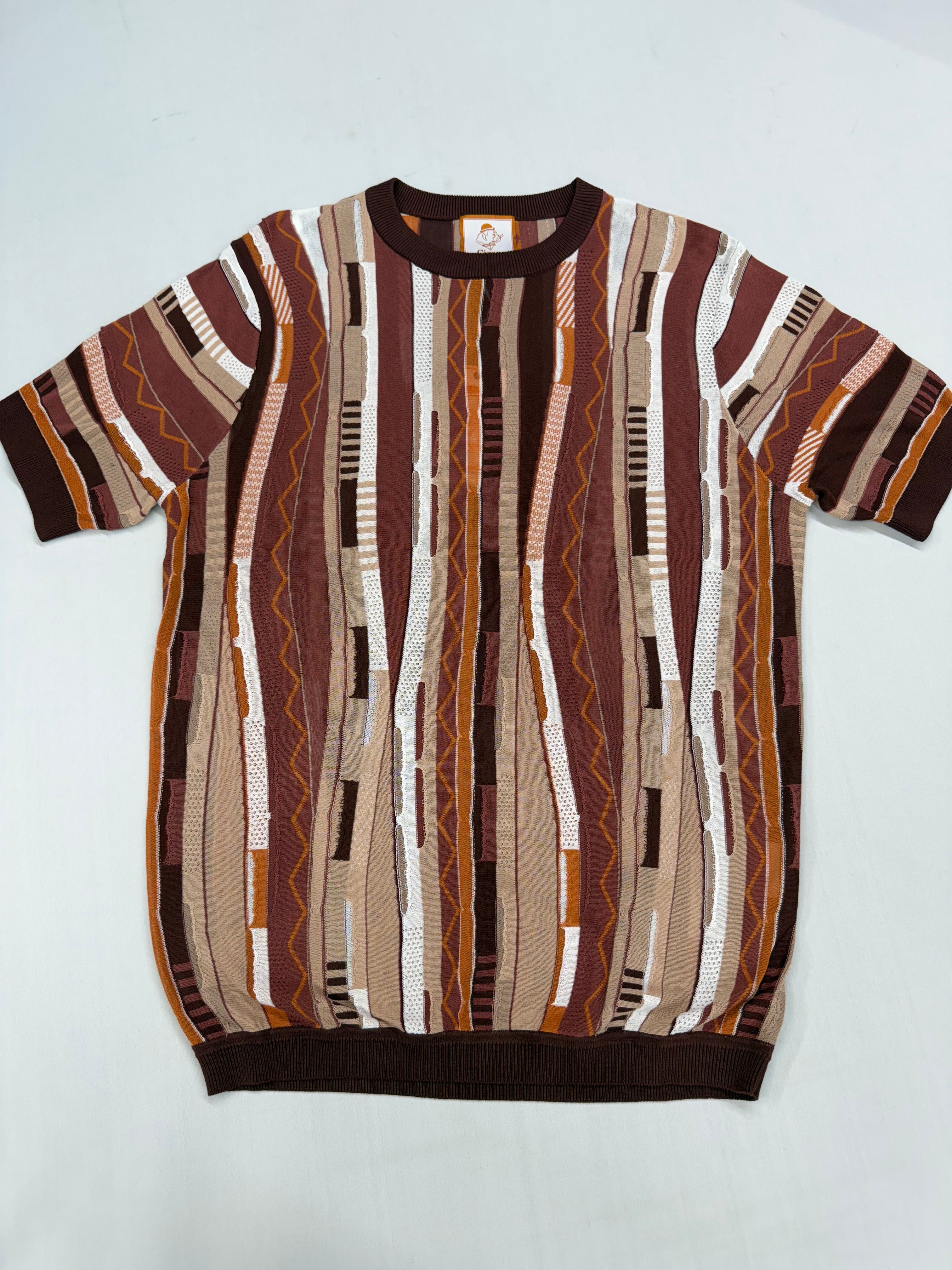 Cigar Couture Coffee Multicolor Short Sleeve Knit Shirt