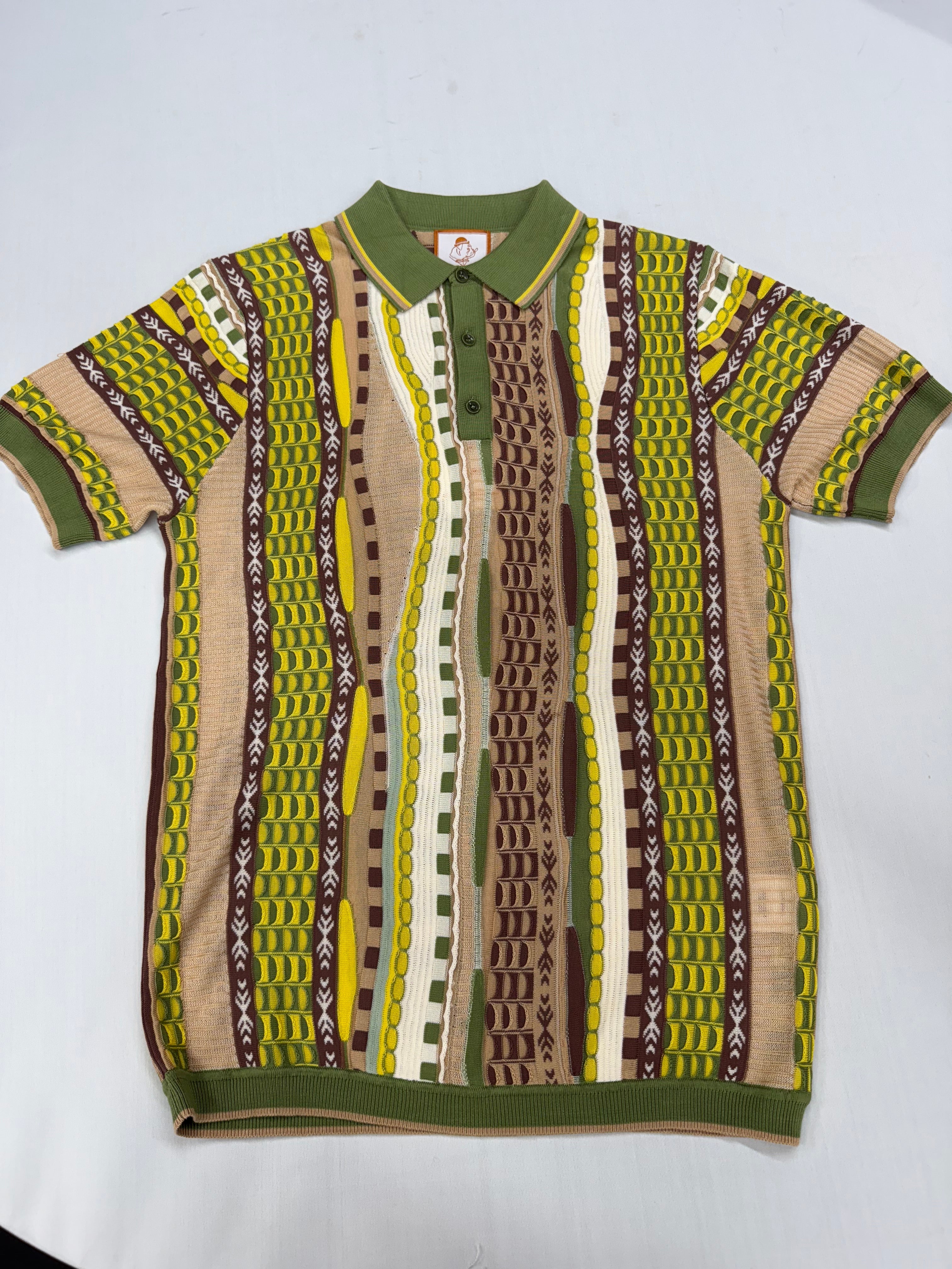 Cigar Couture Green/Brown/Off White Short Sleeve Knit Shirt
