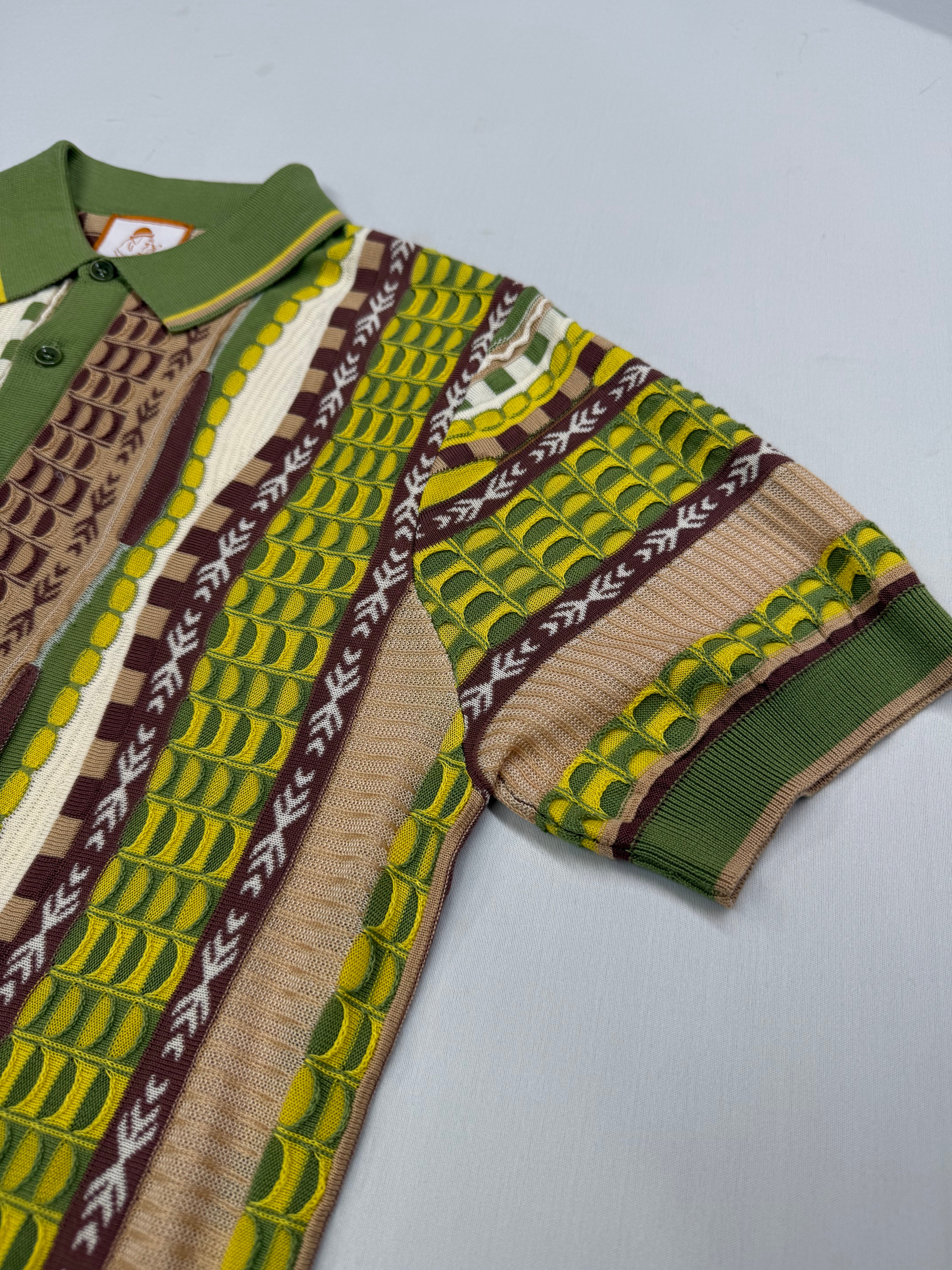 Cigar Couture Green/Brown/Off White Short Sleeve Knit Shirt