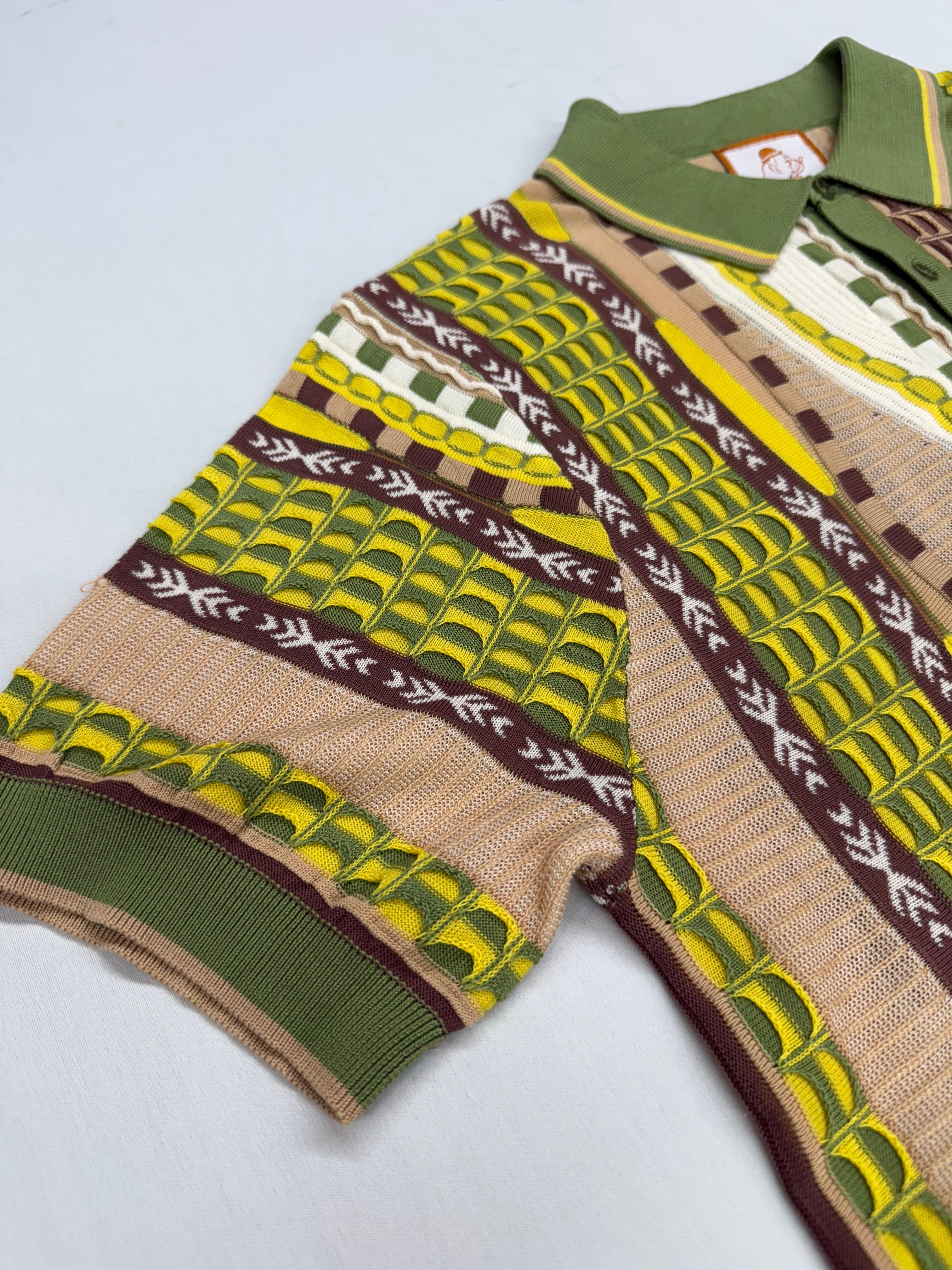 Cigar Couture Green/Brown/Off White Short Sleeve Knit Shirt