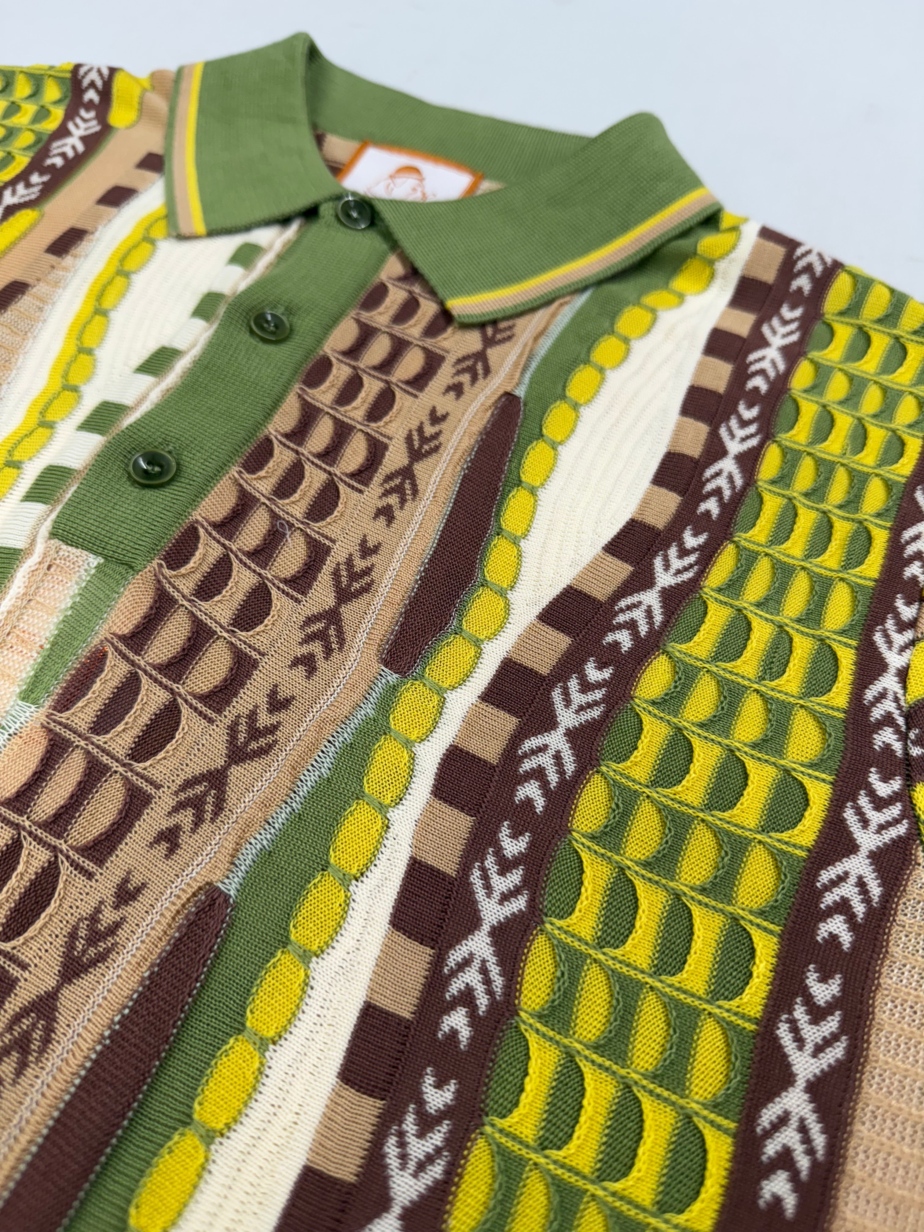 Cigar Couture Green/Brown/Off White Short Sleeve Knit Shirt