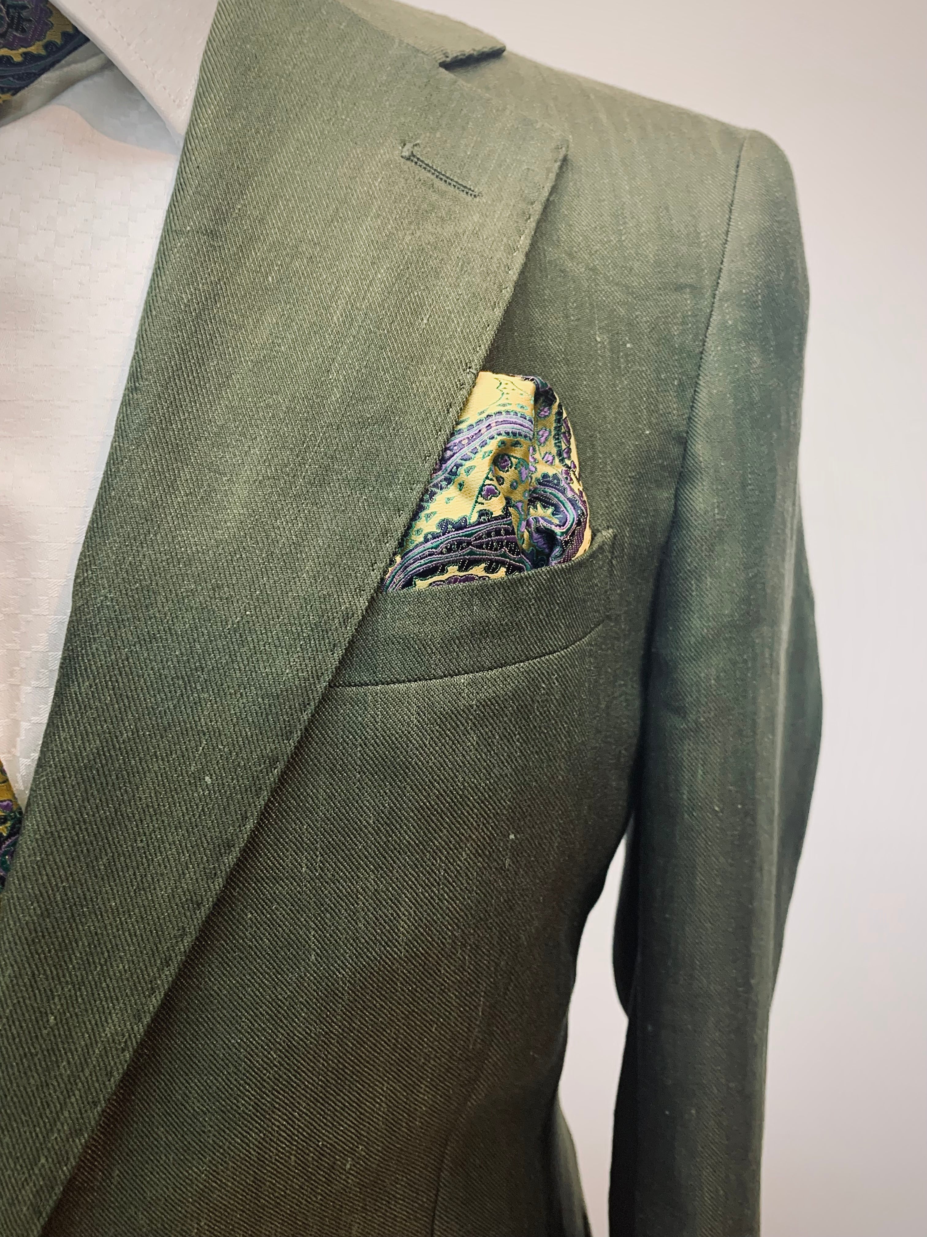 Tiglio Slim Fit Green Stretch Linen Suit