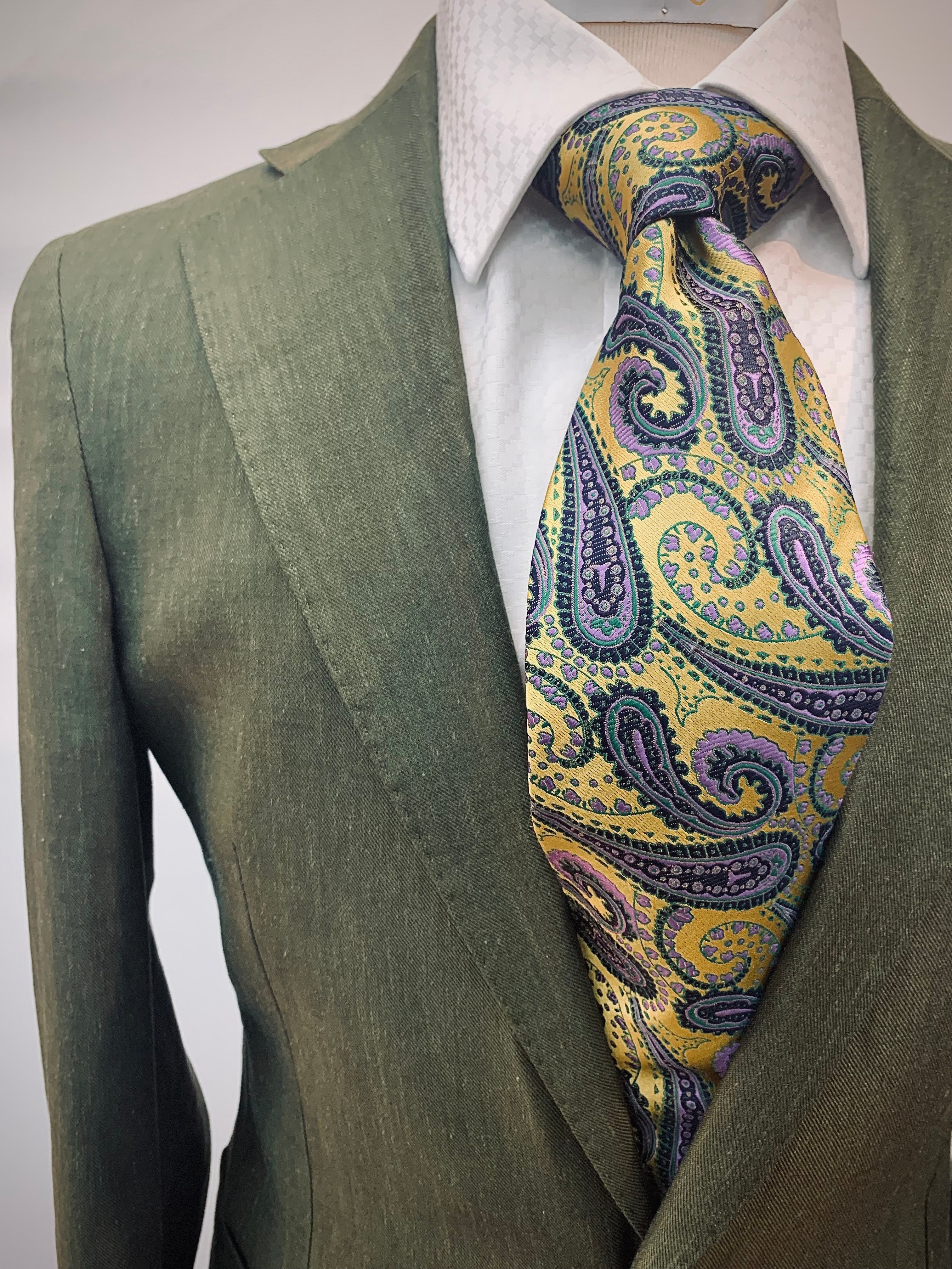 Tiglio Slim Fit Green Stretch Linen Suit