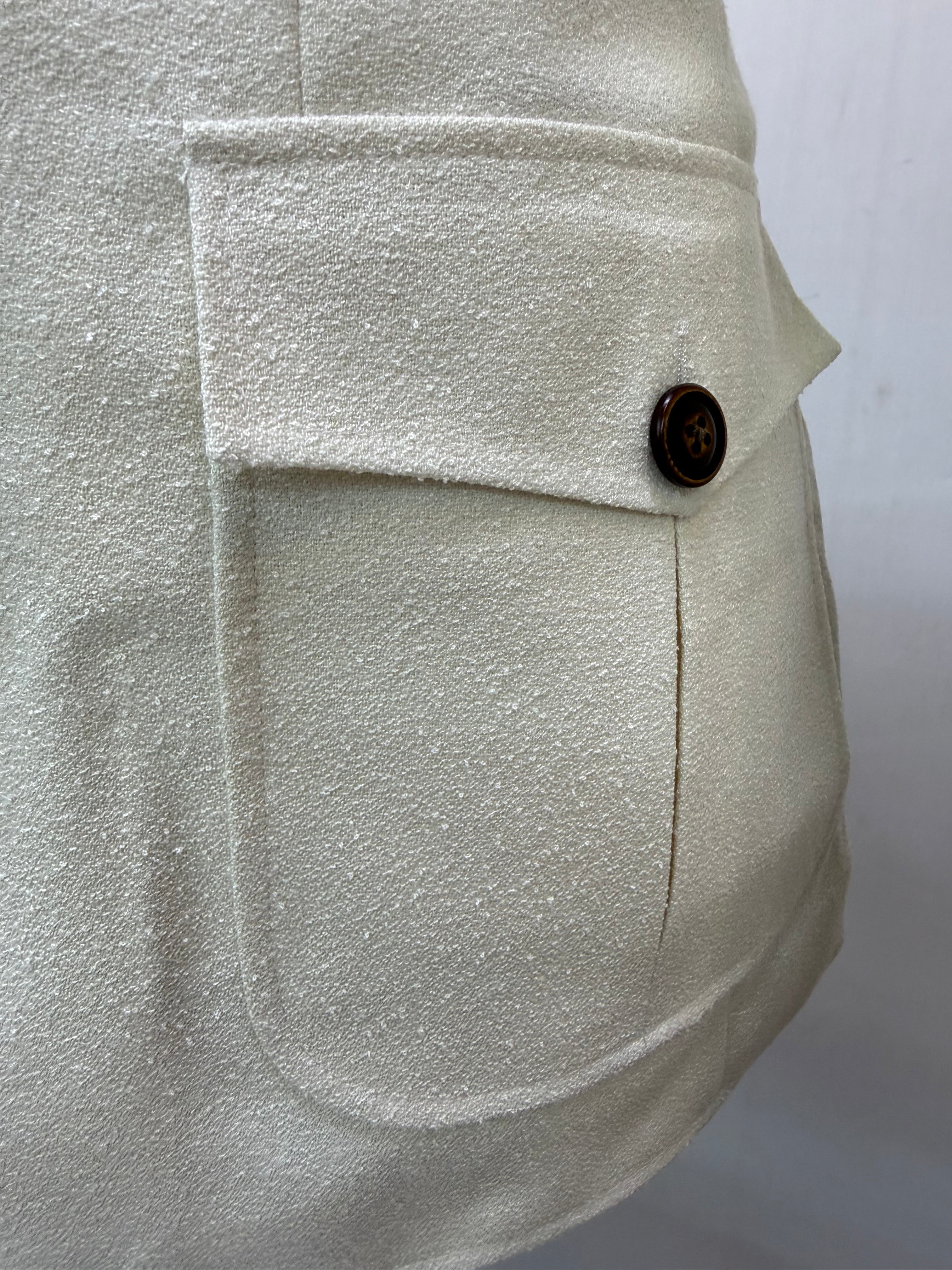 Couture Cream Coat w/Brown Linen Pants