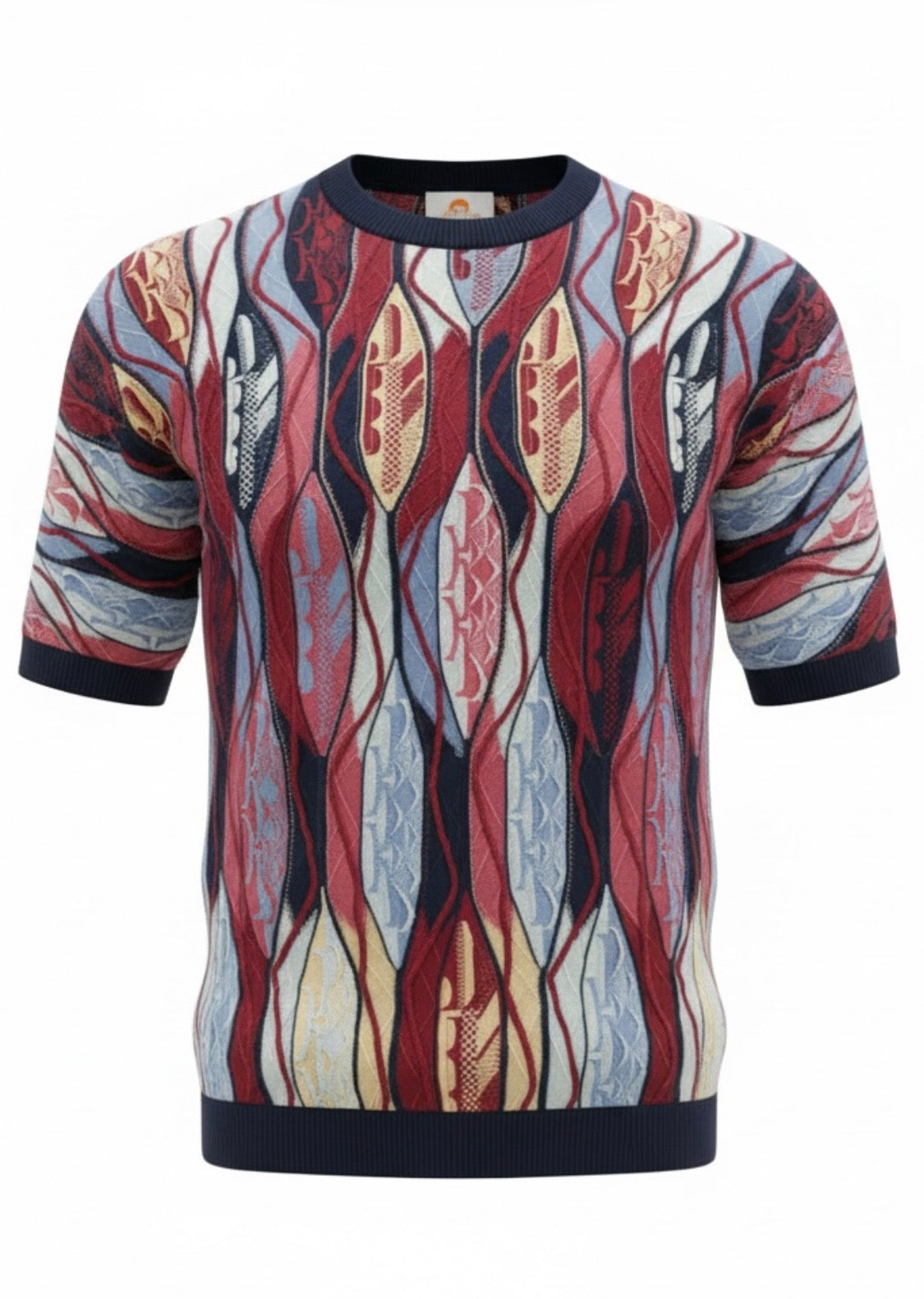 Couture Short Sleeve Shirt Navy/Red/Tan