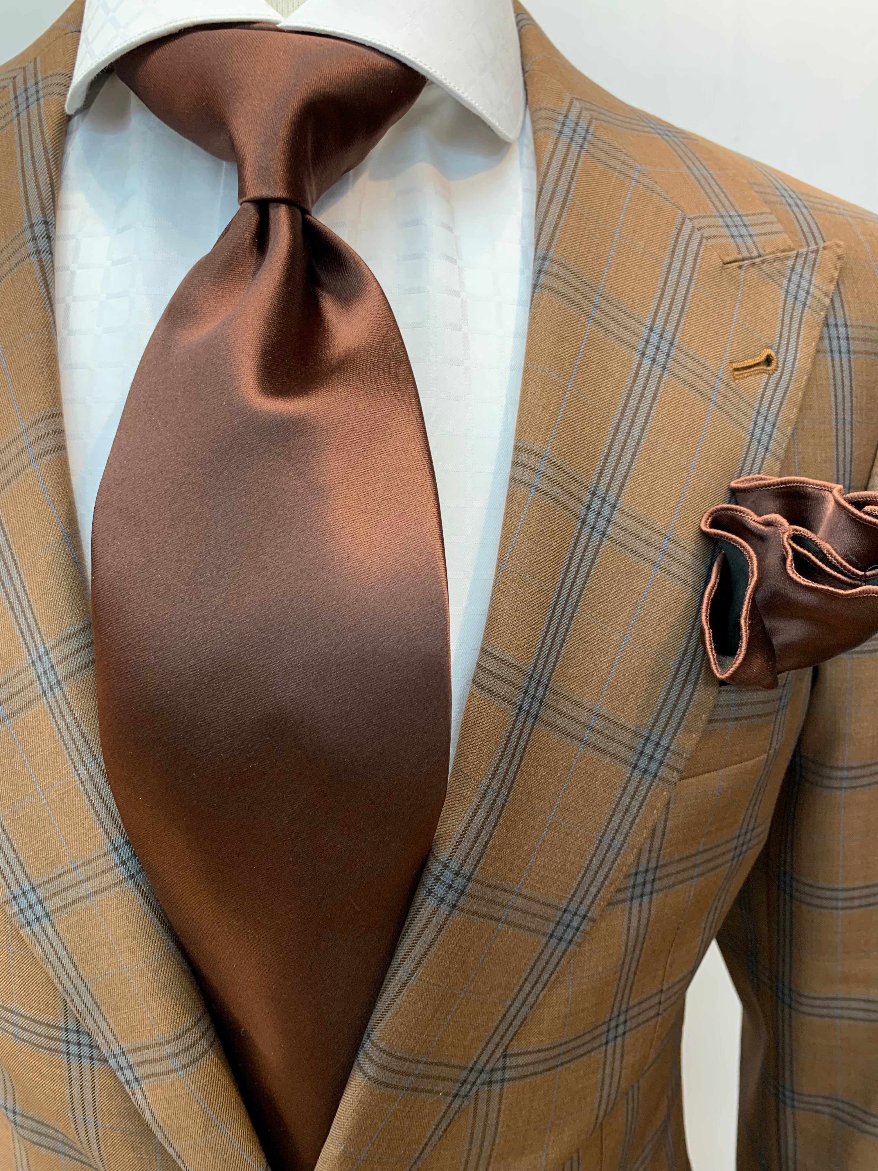 Stitch by Stitch Suit-Silver Brown/Blue Windowpane