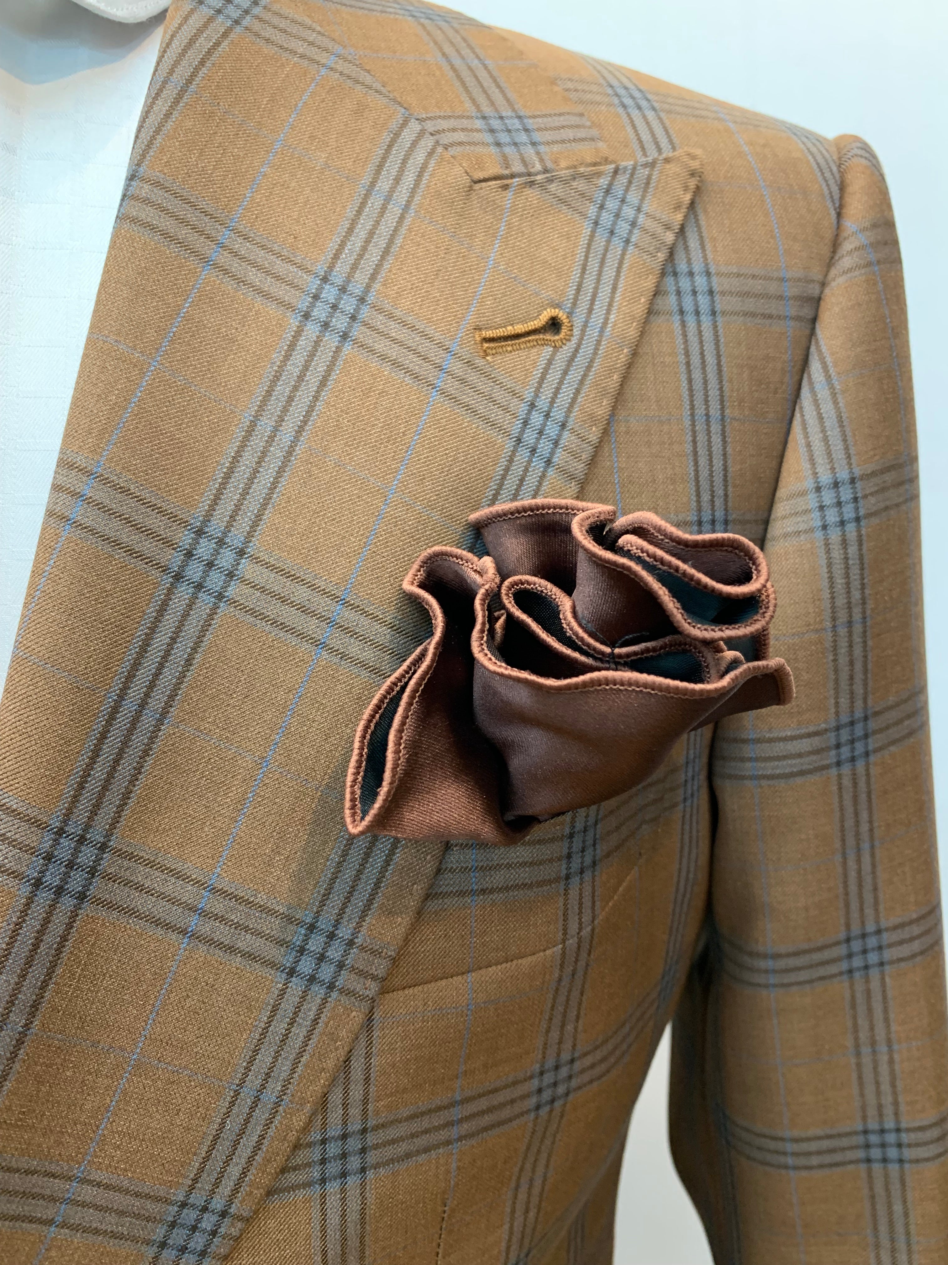 Stitch by Stitch Suit-Silver Brown/Blue Windowpane