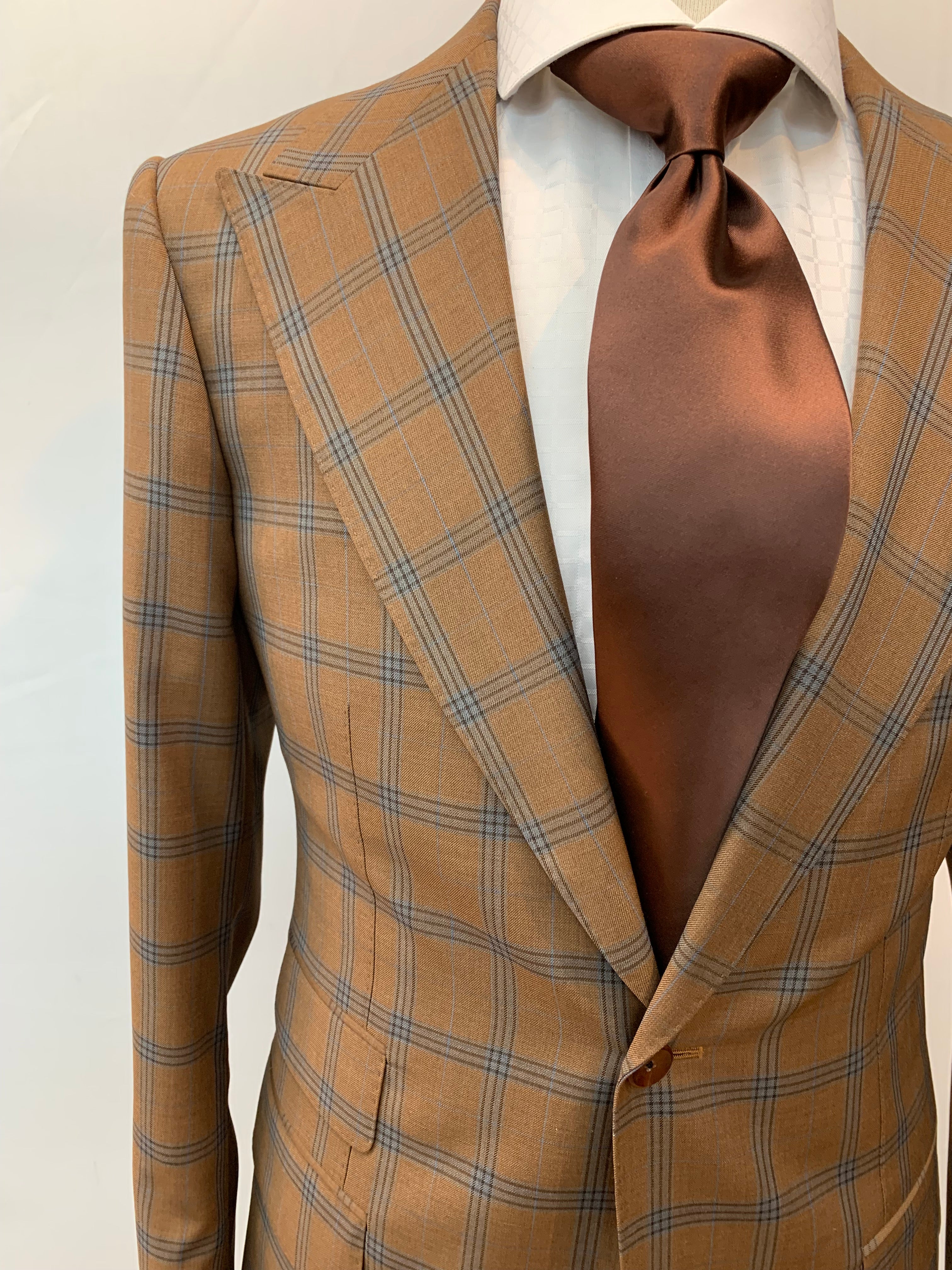 Stitch by Stitch Suit-Silver Brown/Blue Windowpane