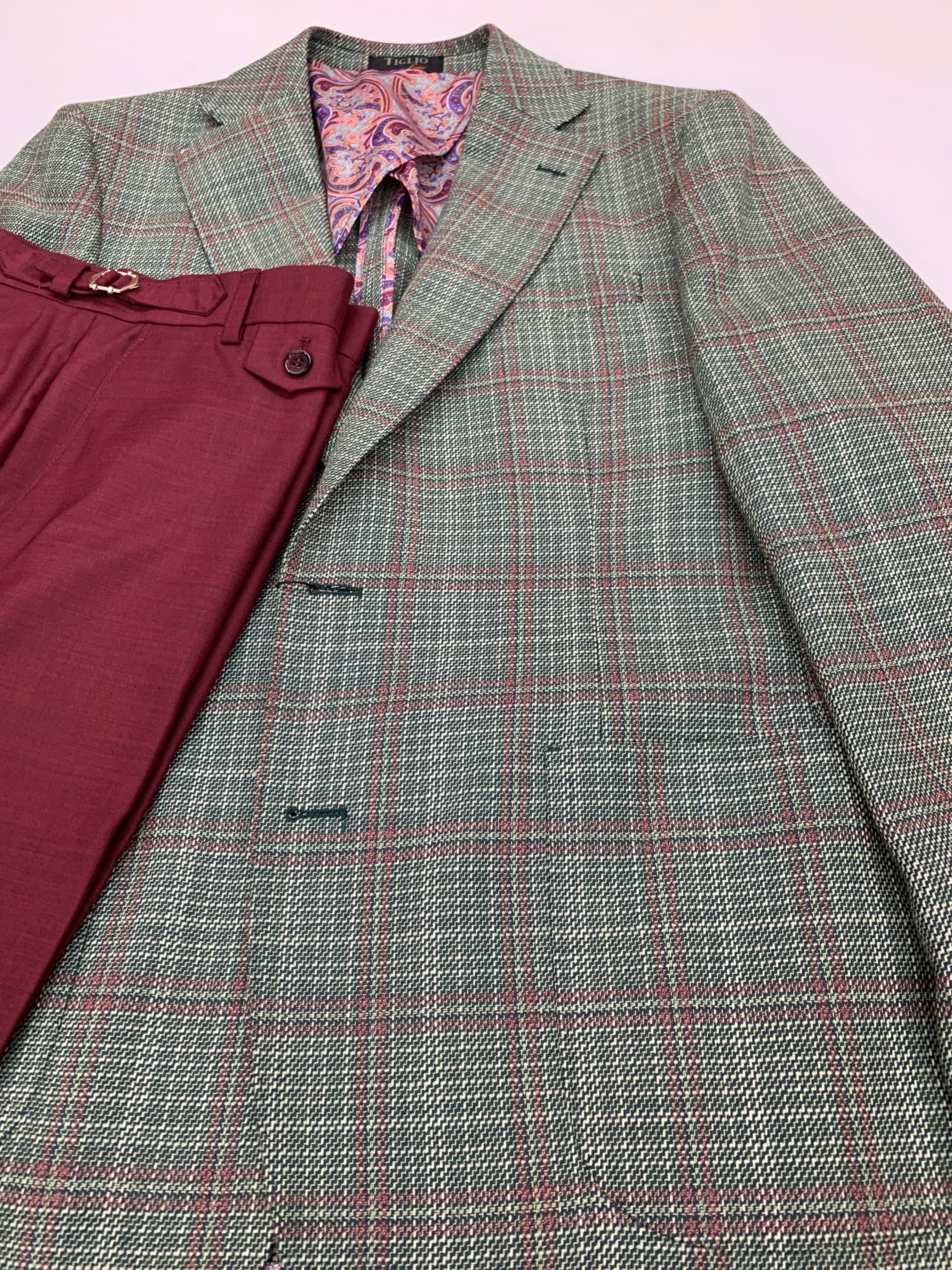 Tiglio Green/Light Burgundy Sportcoat