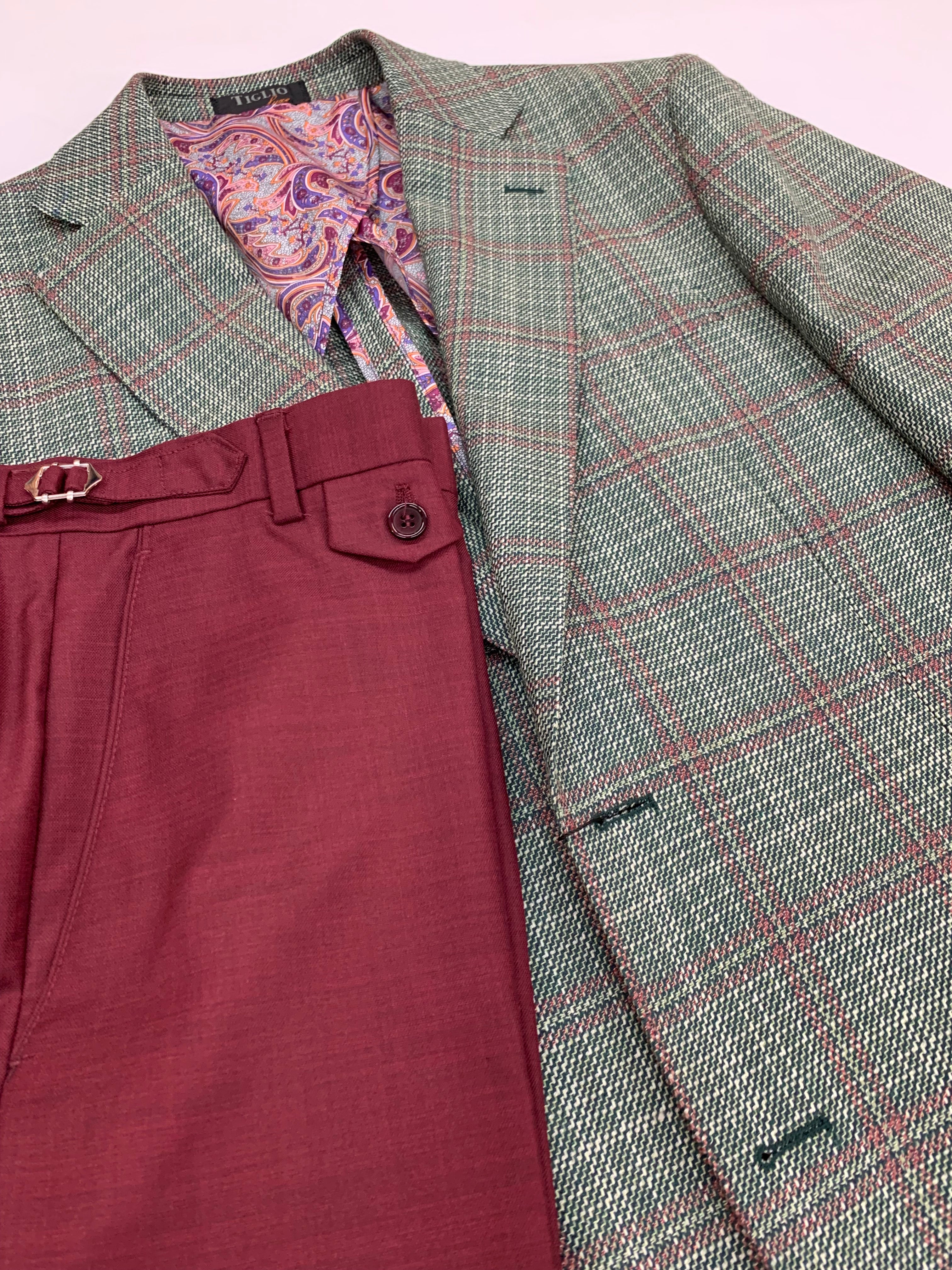 Tiglio Green/Light Burgundy Sportcoat