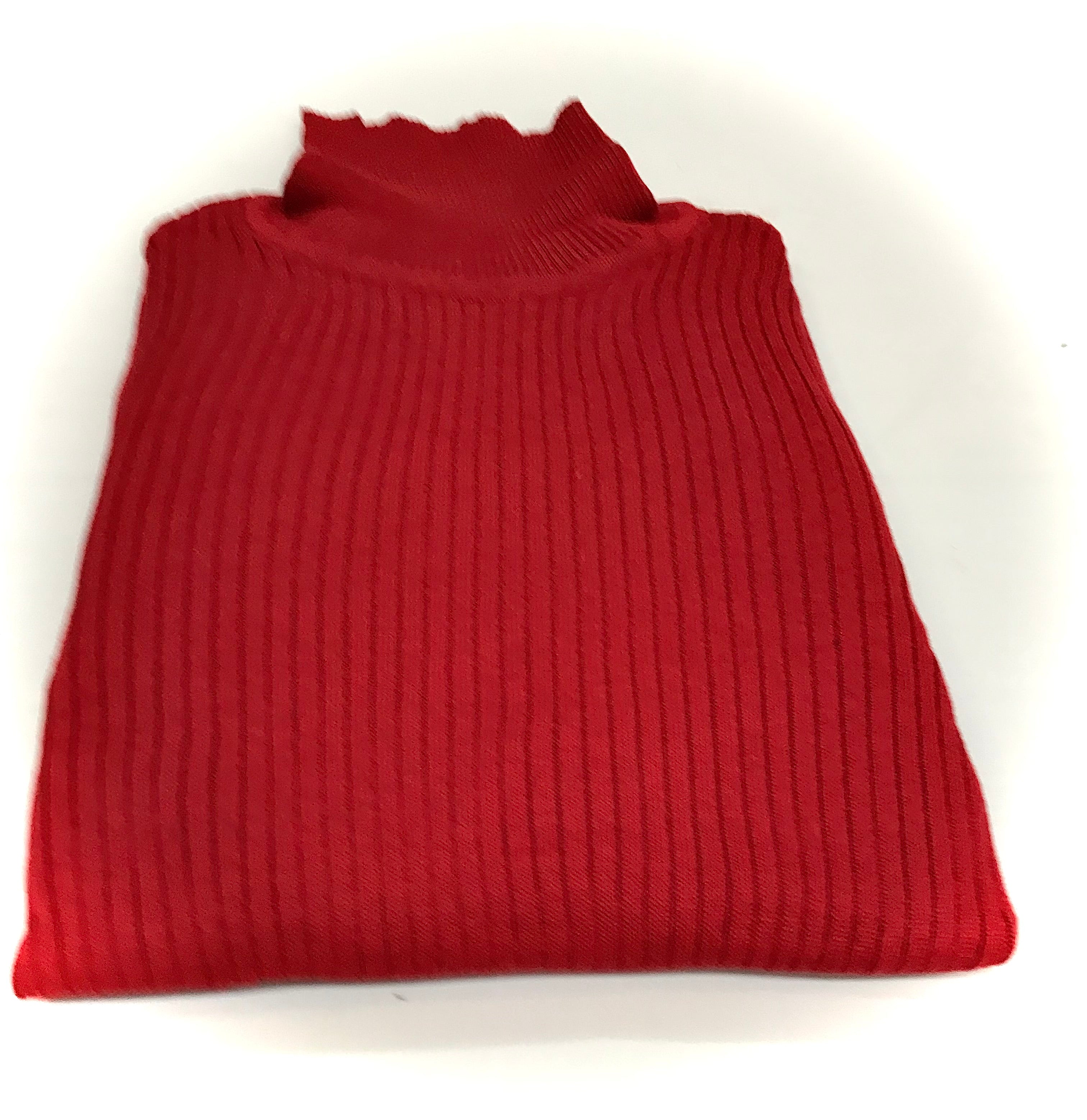 Red Fitted Ribbed Turtleneck