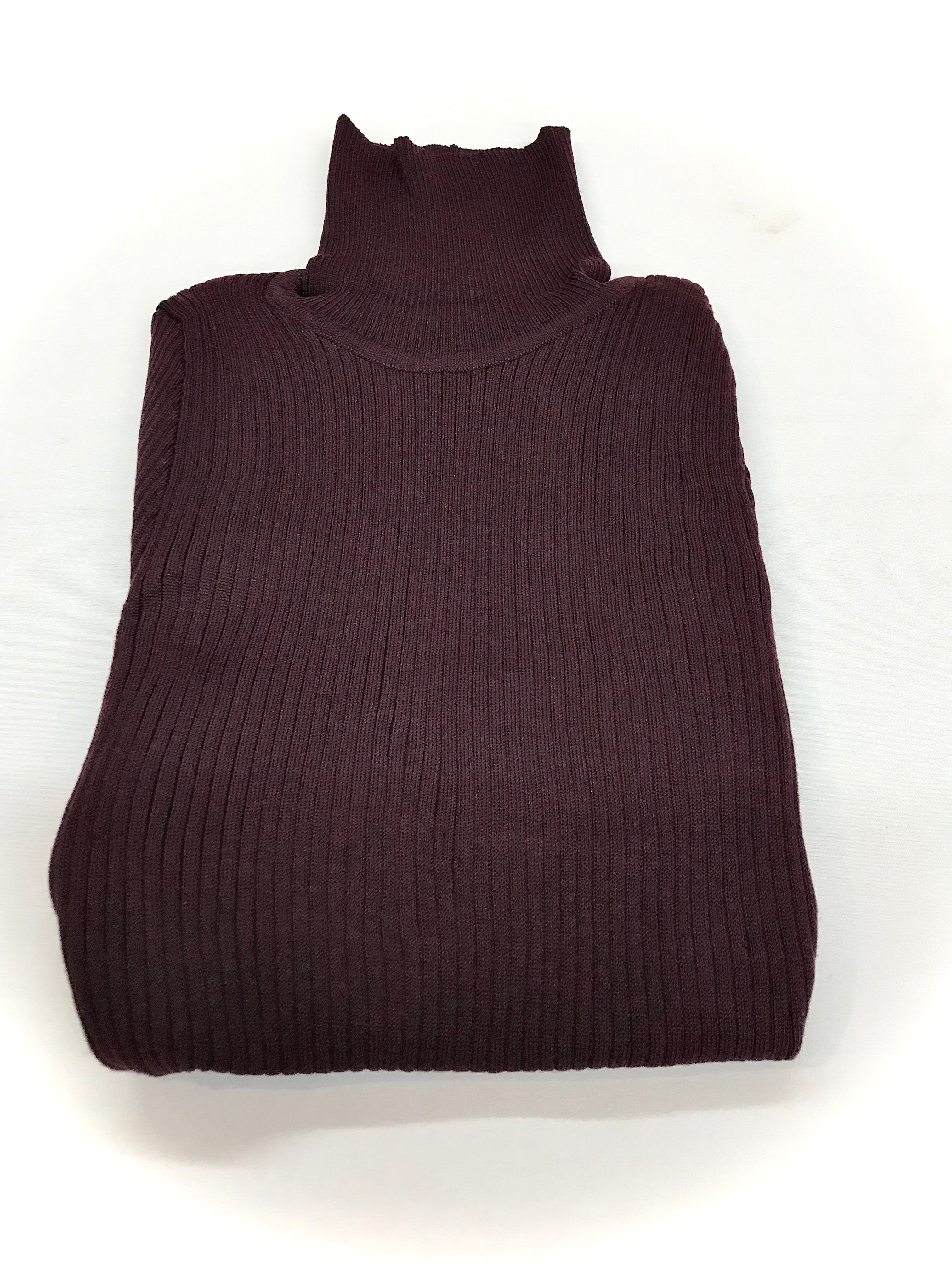 DK Burgundy Fitted Ribbed Turtleneck