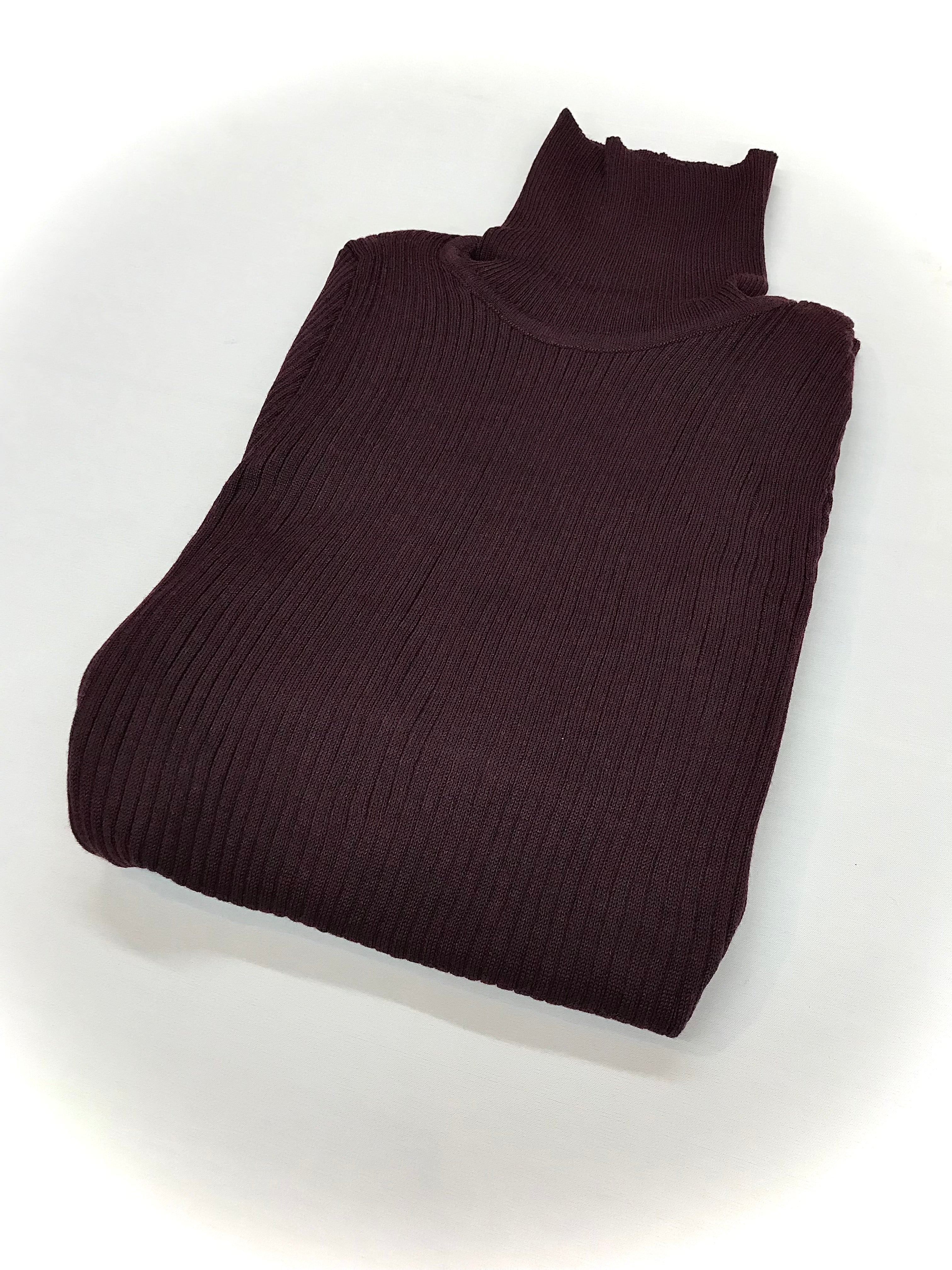 DK Burgundy Fitted Ribbed Turtleneck