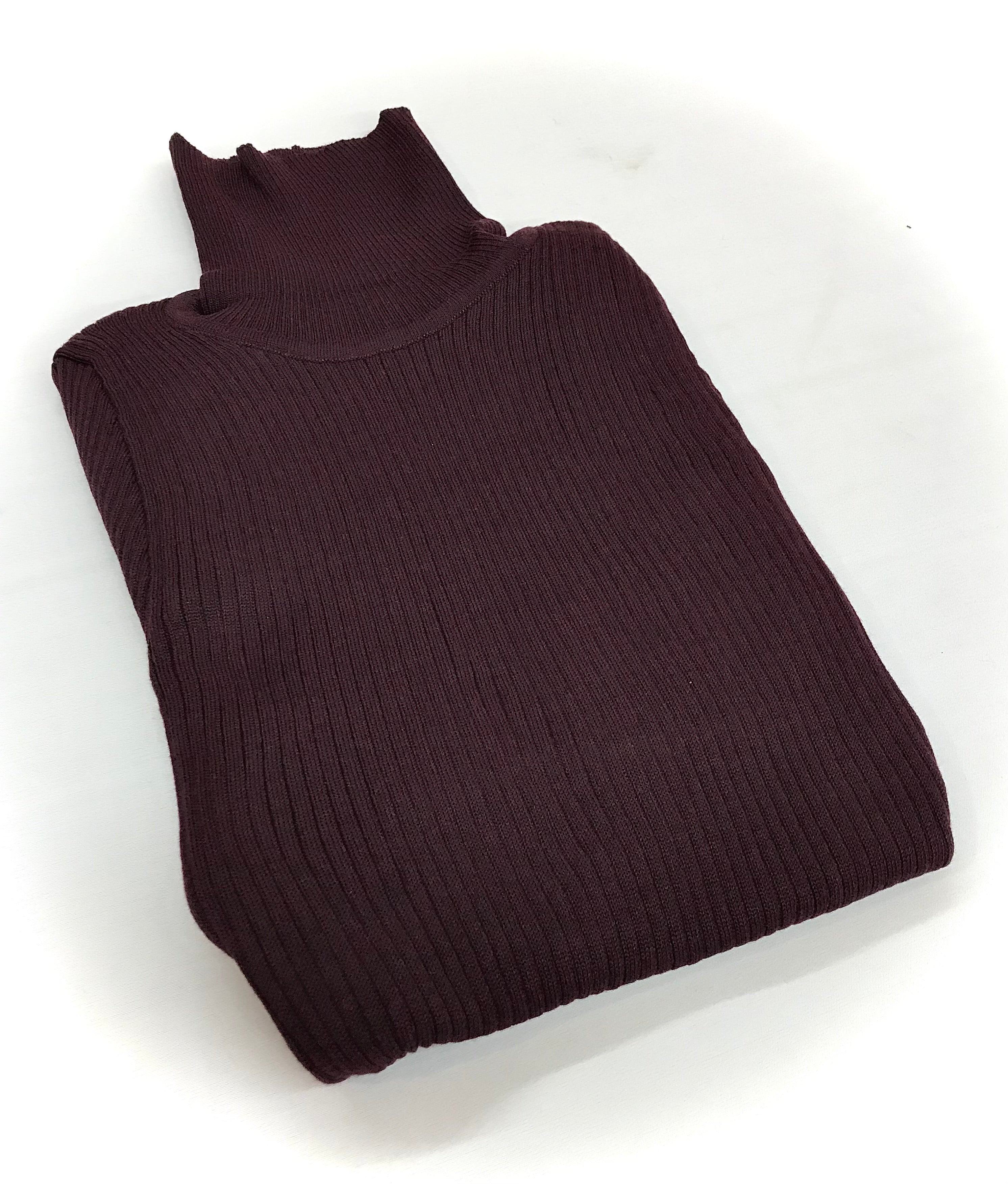 DK Burgundy Fitted Ribbed Turtleneck