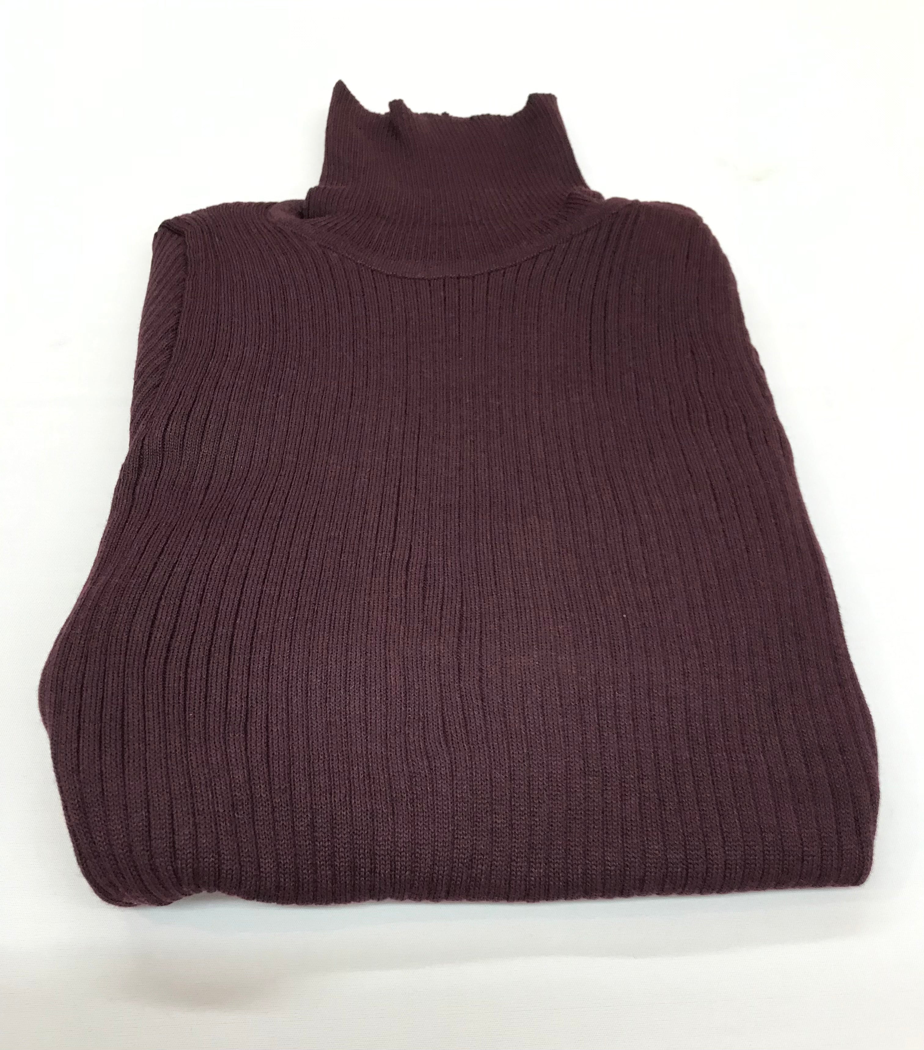 DK Burgundy Fitted Ribbed Turtleneck