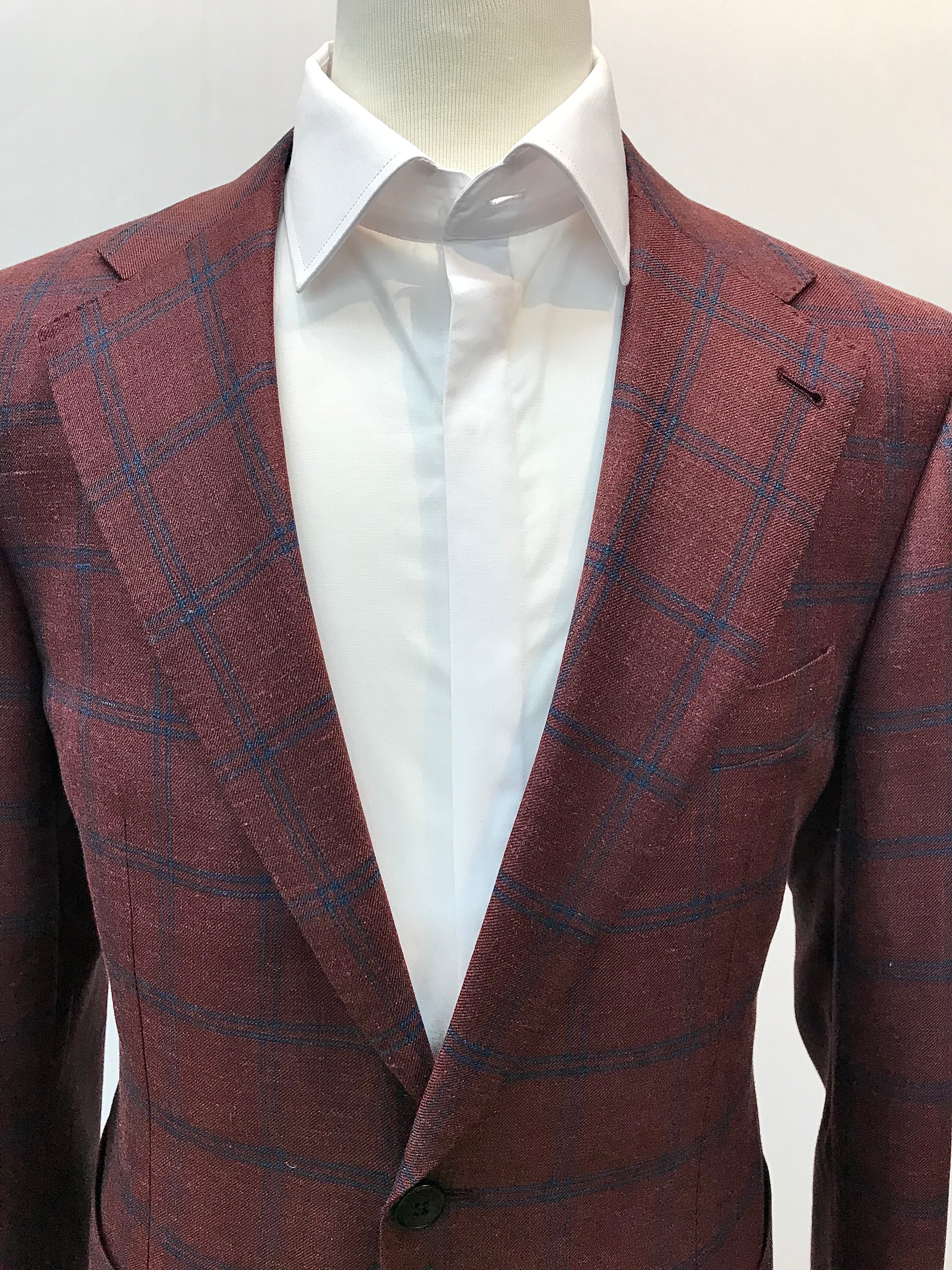 Stitch by Stitch Burgundy/Blue Double Windowpane Sportcoat