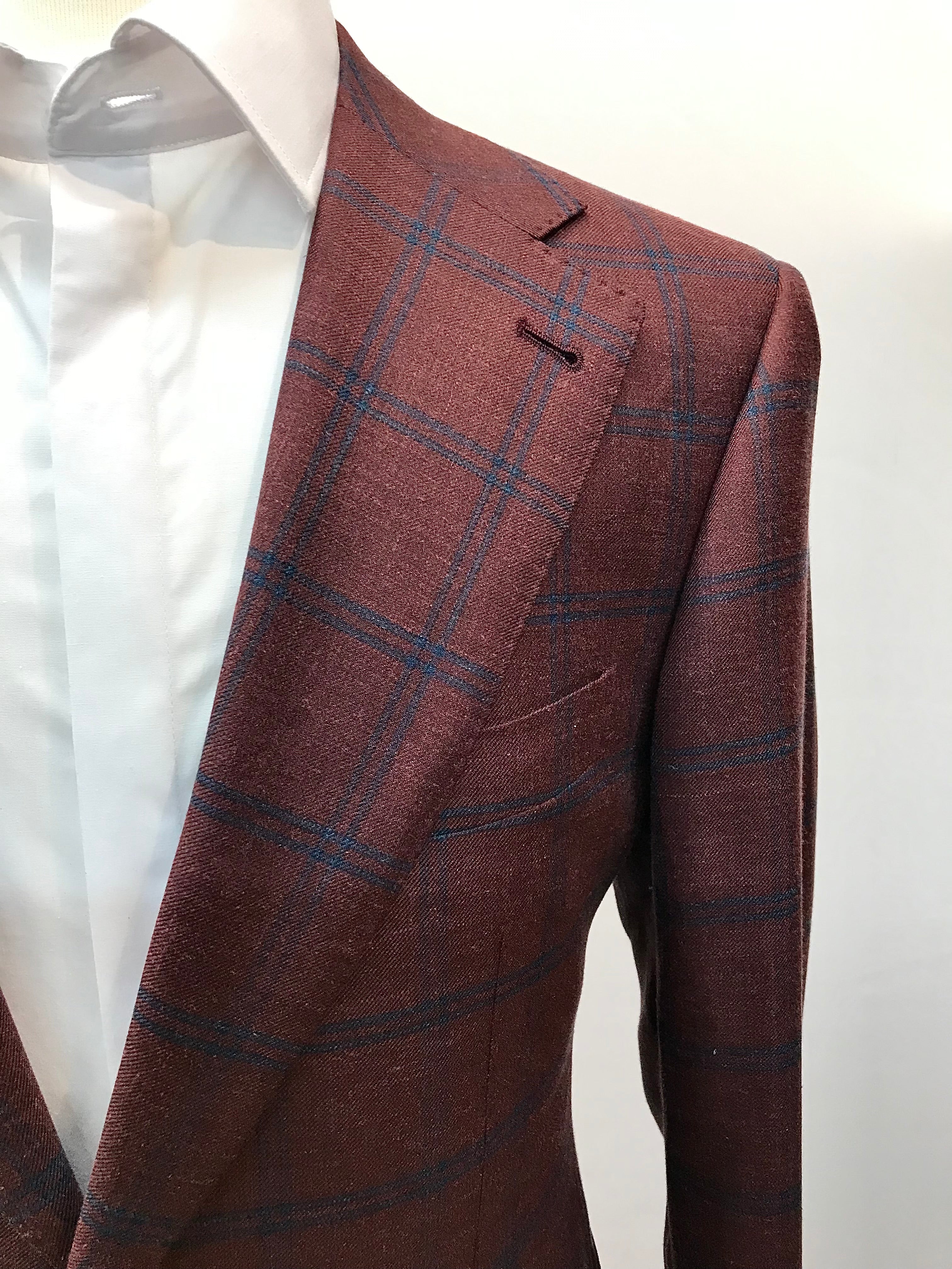 Stitch by Stitch Burgundy/Blue Double Windowpane Sportcoat