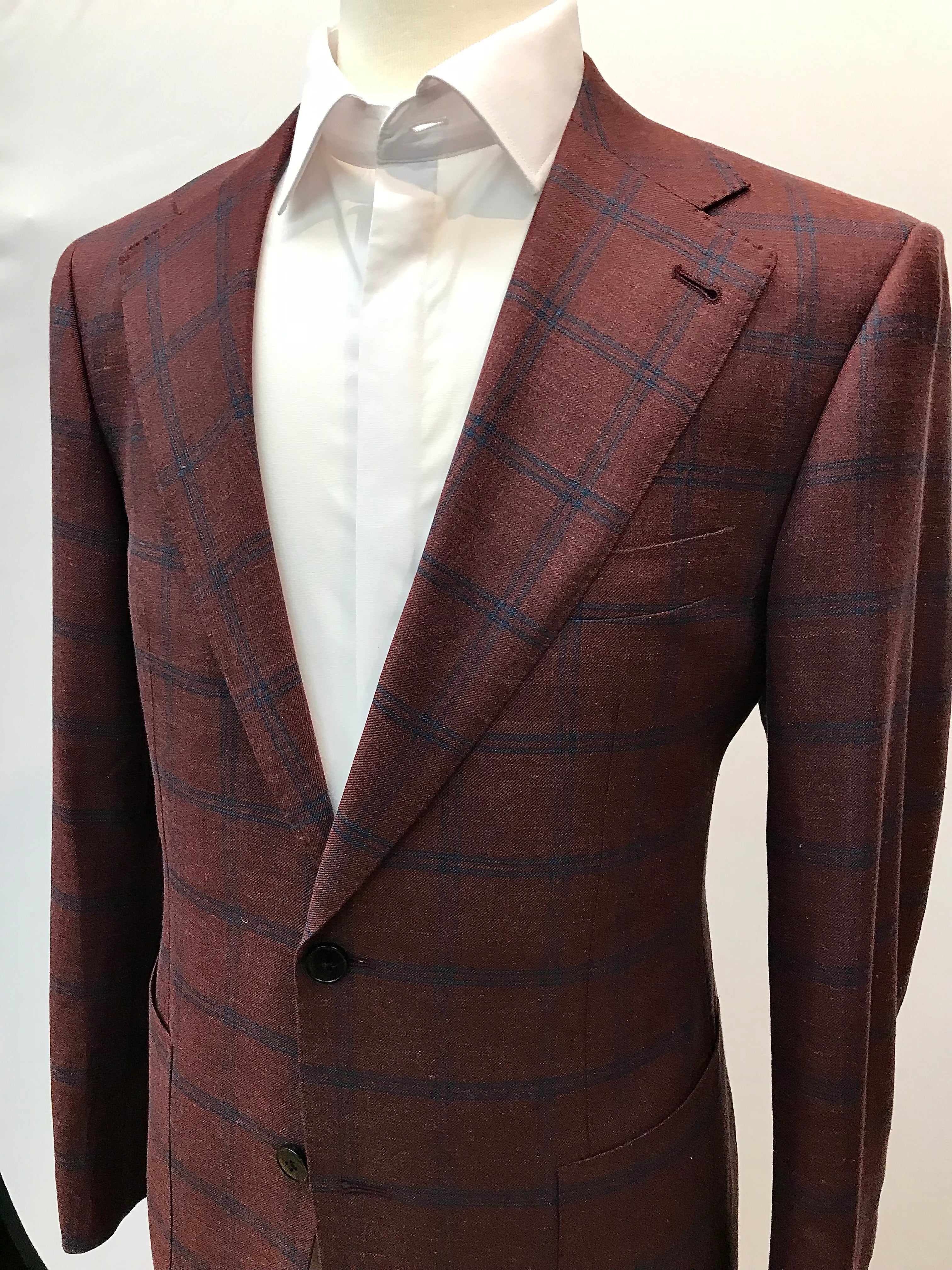 Stitch by Stitch Burgundy/Blue Double Windowpane Sportcoat