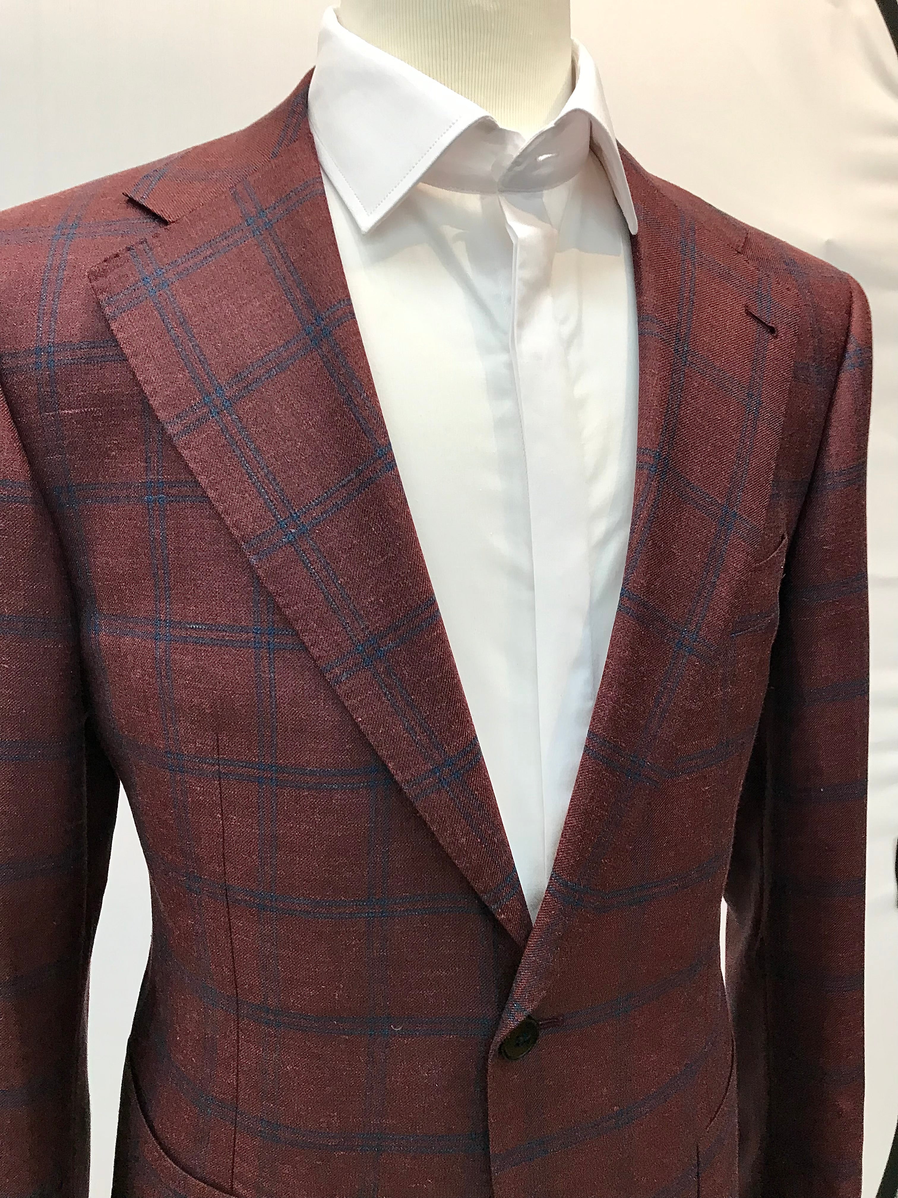 Stitch by Stitch Burgundy/Blue Double Windowpane Sportcoat