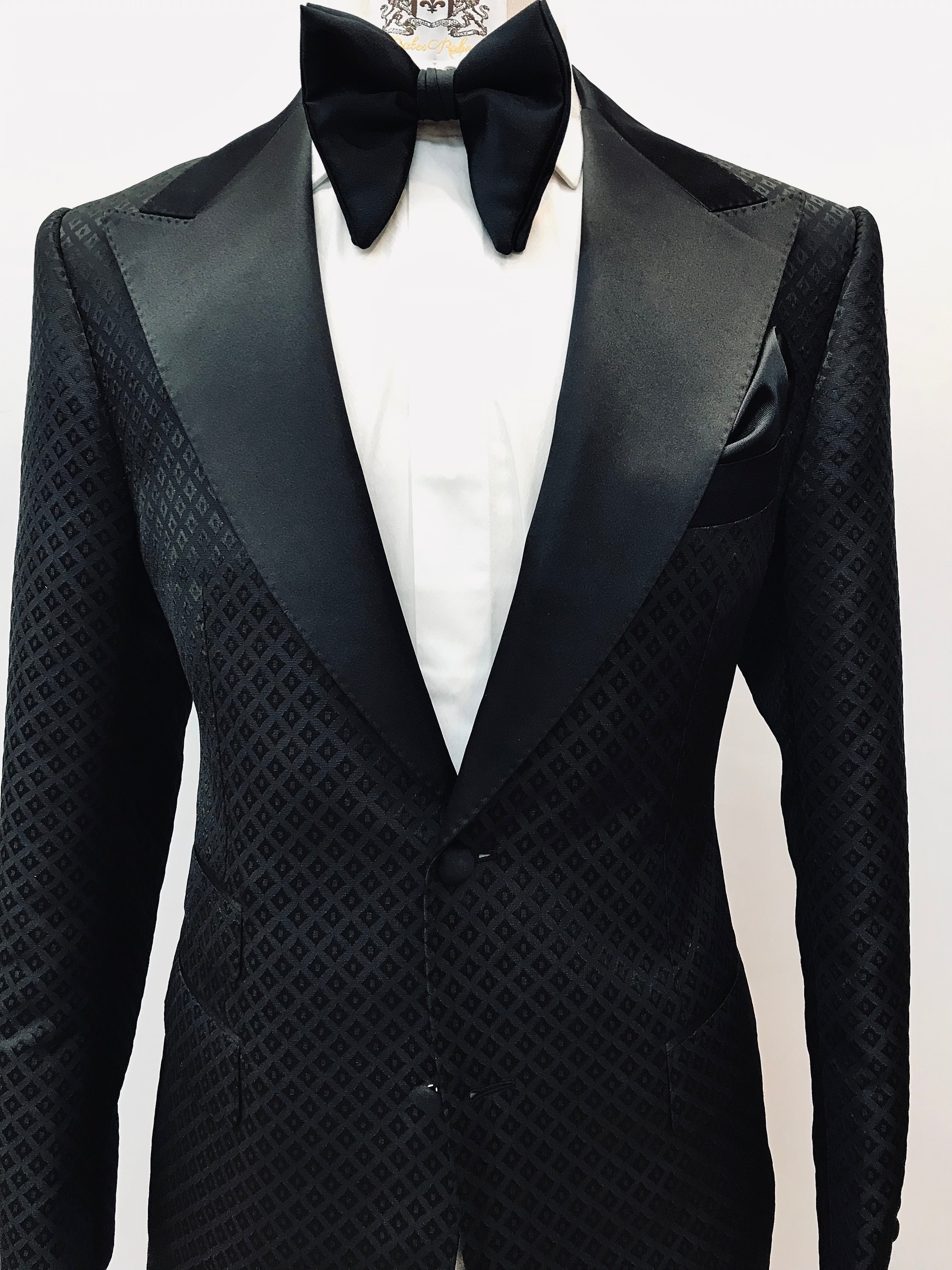 Black Diamond Textured Tuxedo Jacket