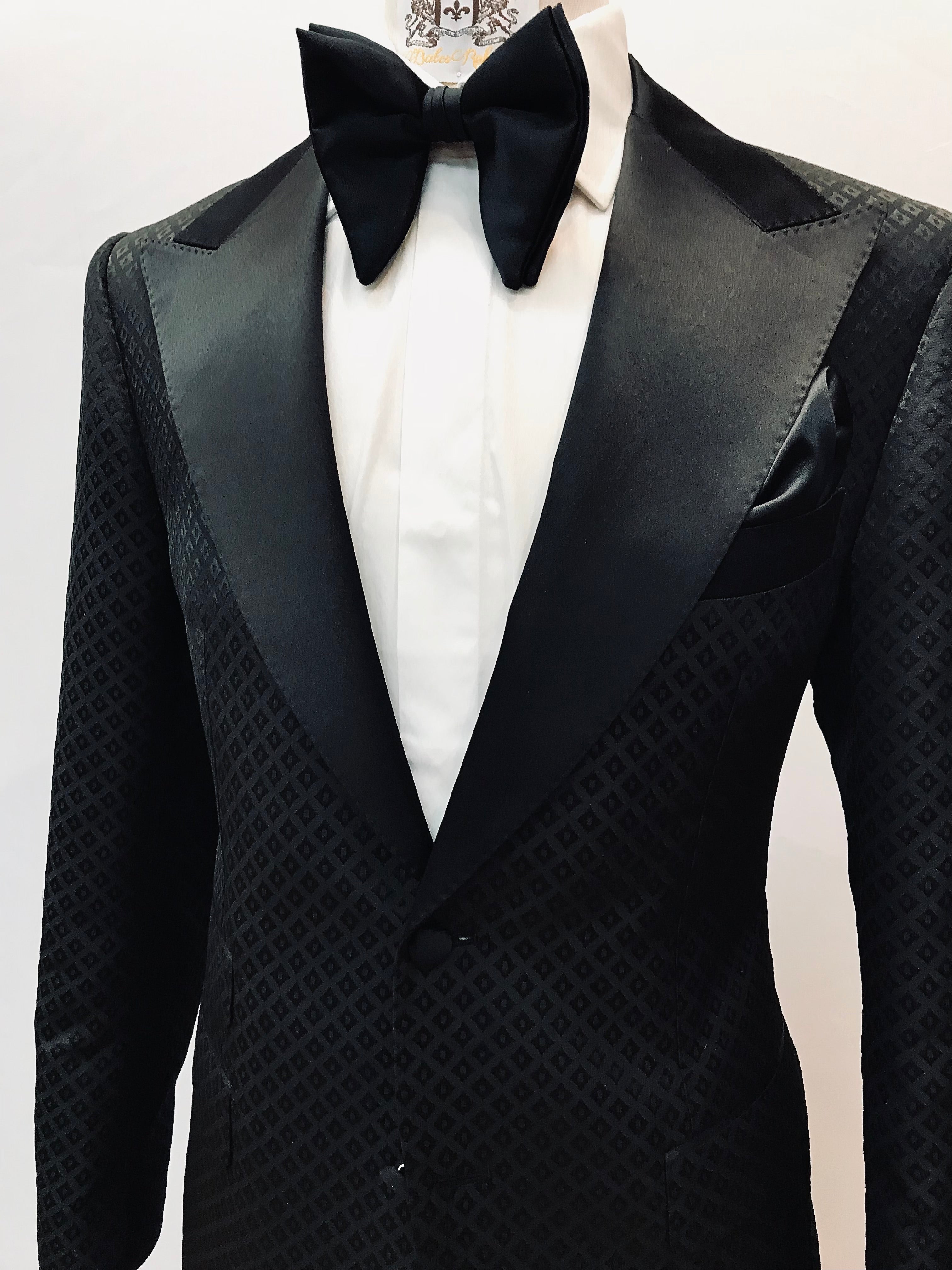 Black Diamond Textured Tuxedo Jacket