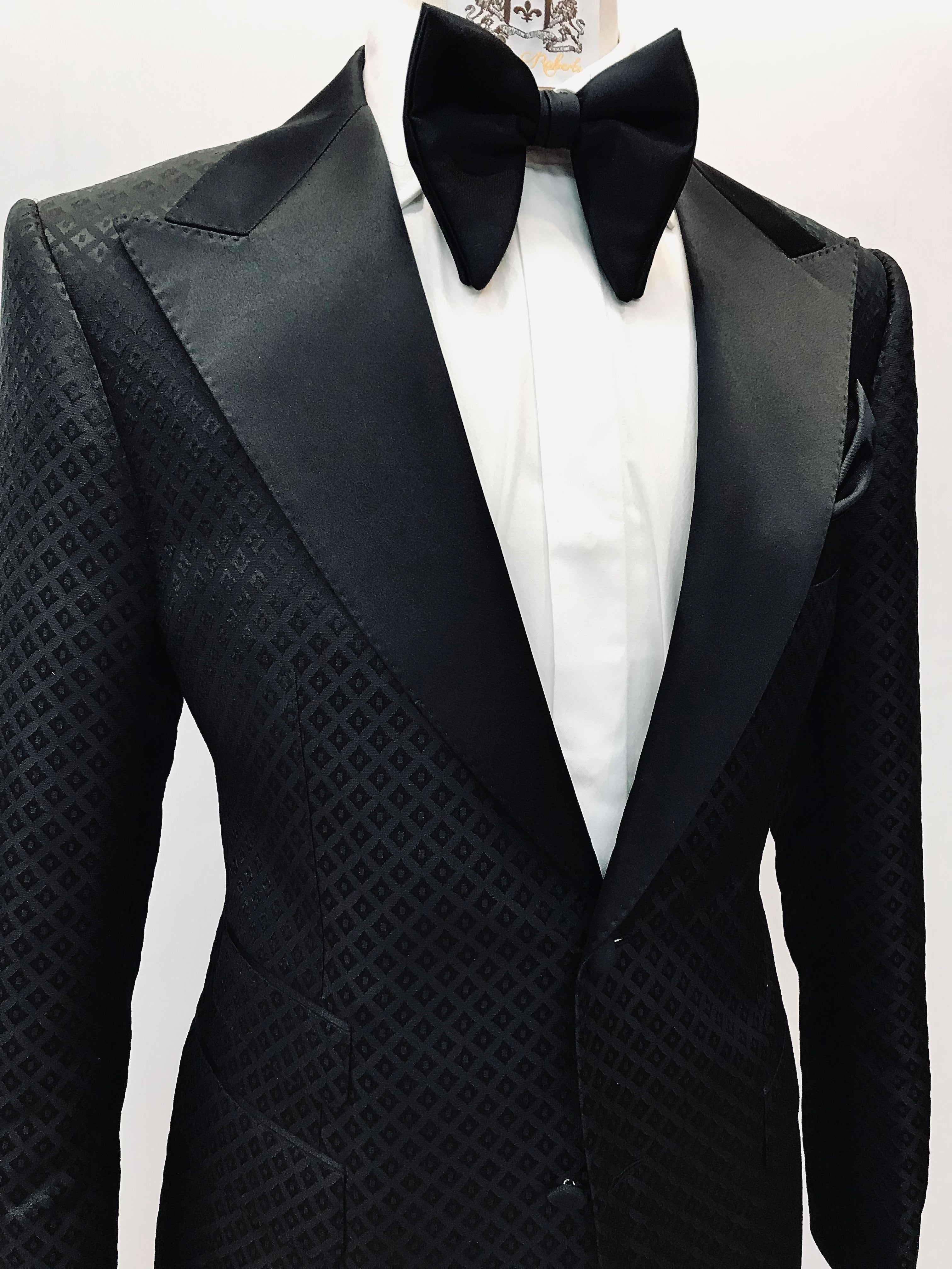 Black Diamond Textured Tuxedo Jacket