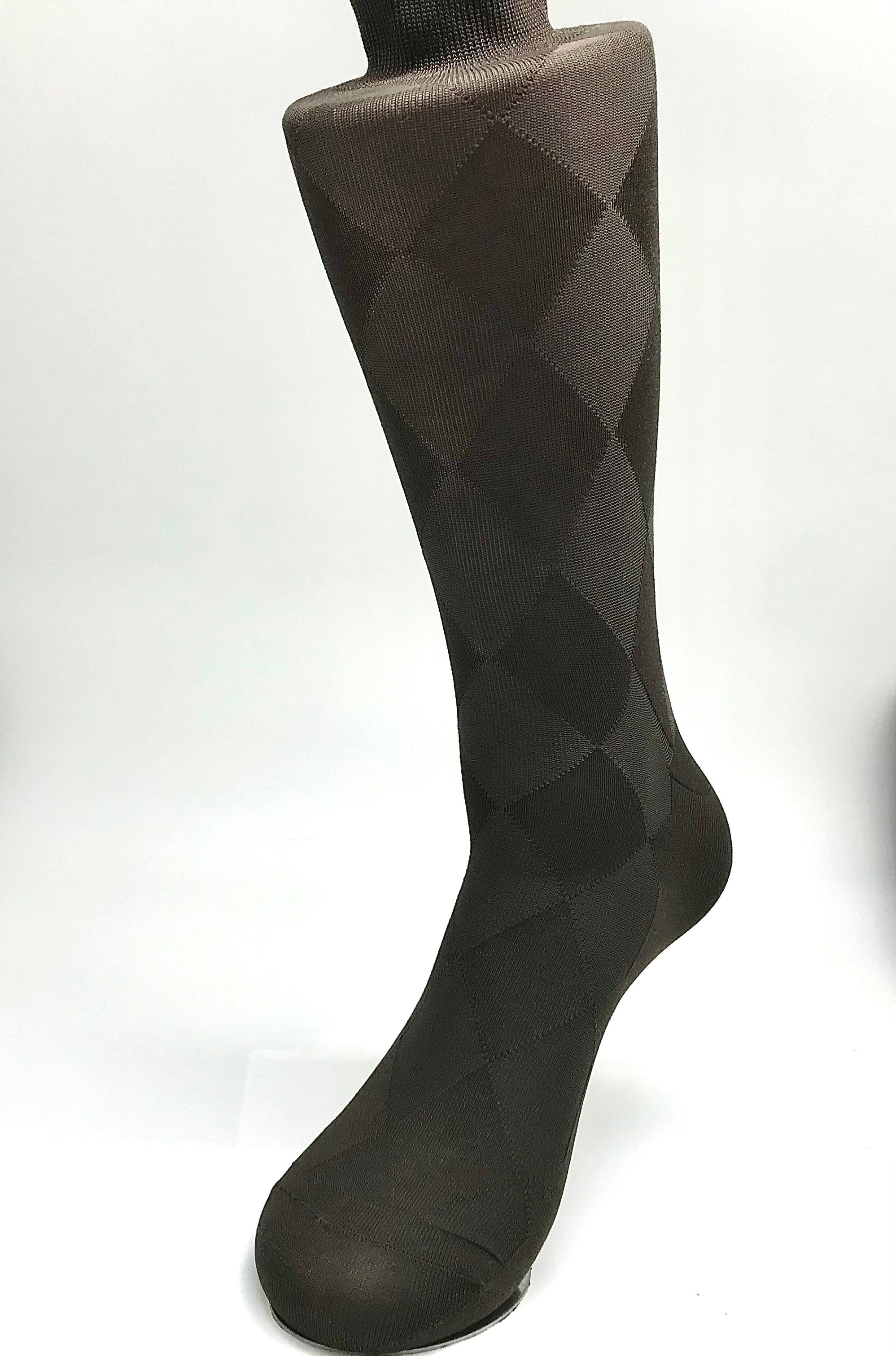 Brown Tone on Tone Argyle Sock