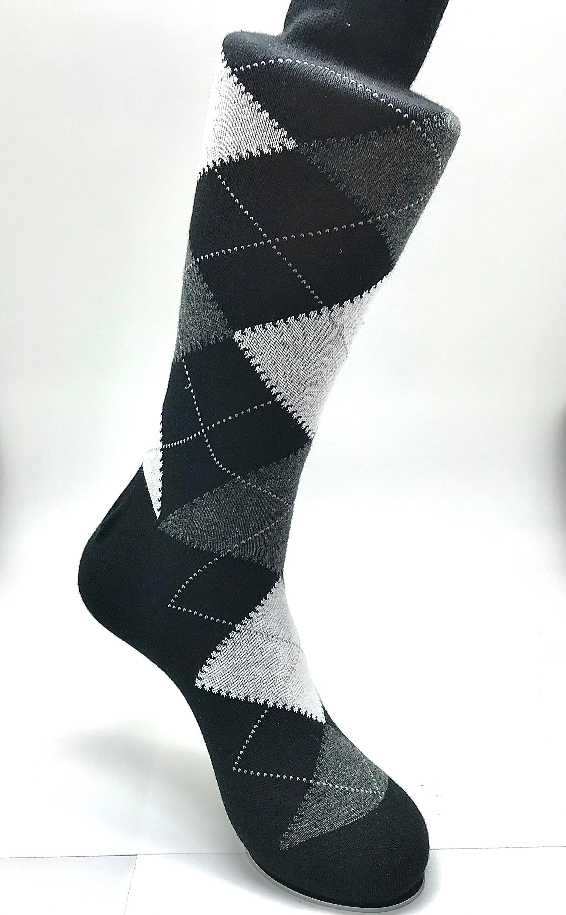 Black & White Argyle Sock