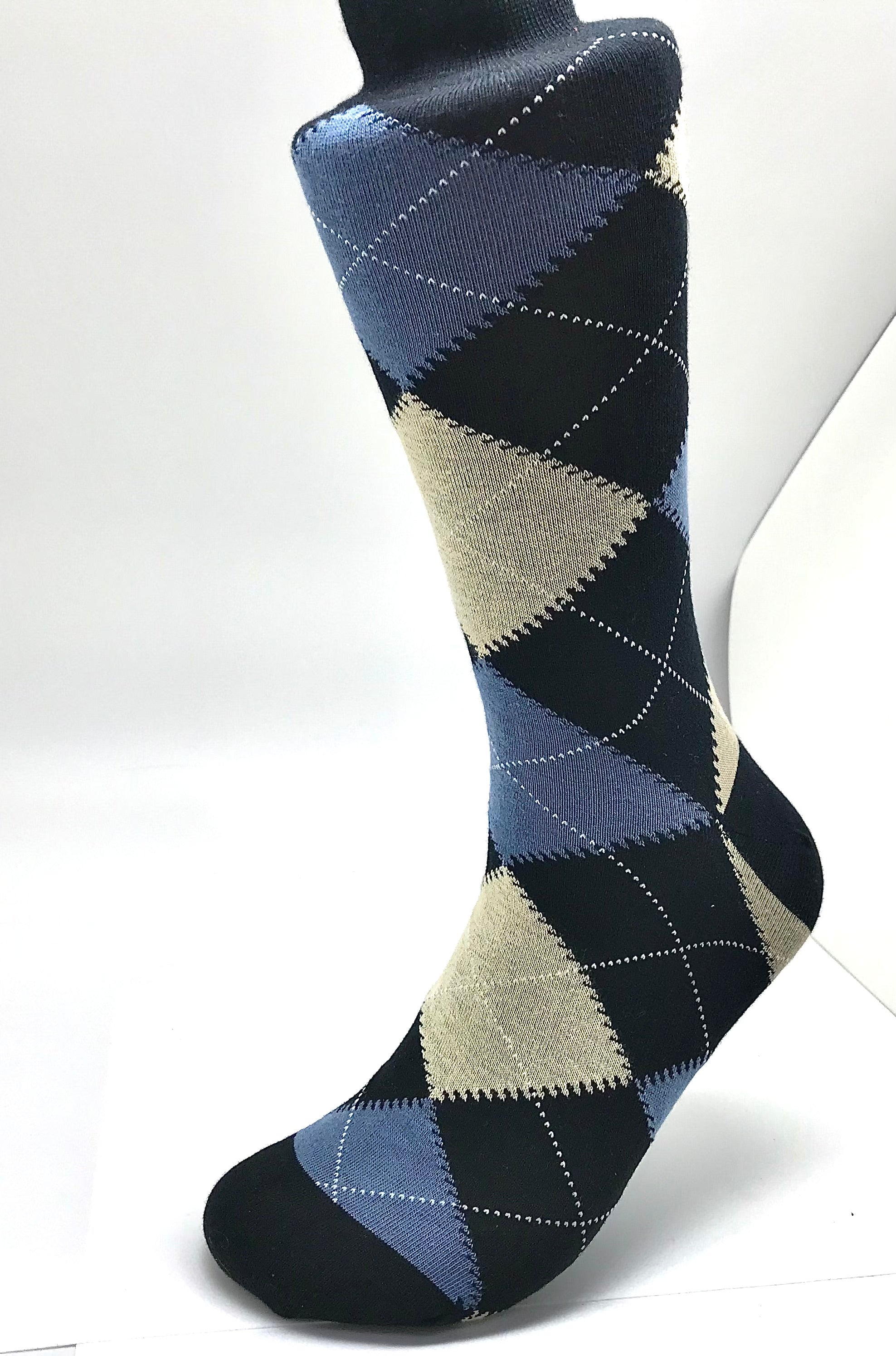 Navy & Tan Argyle Sock