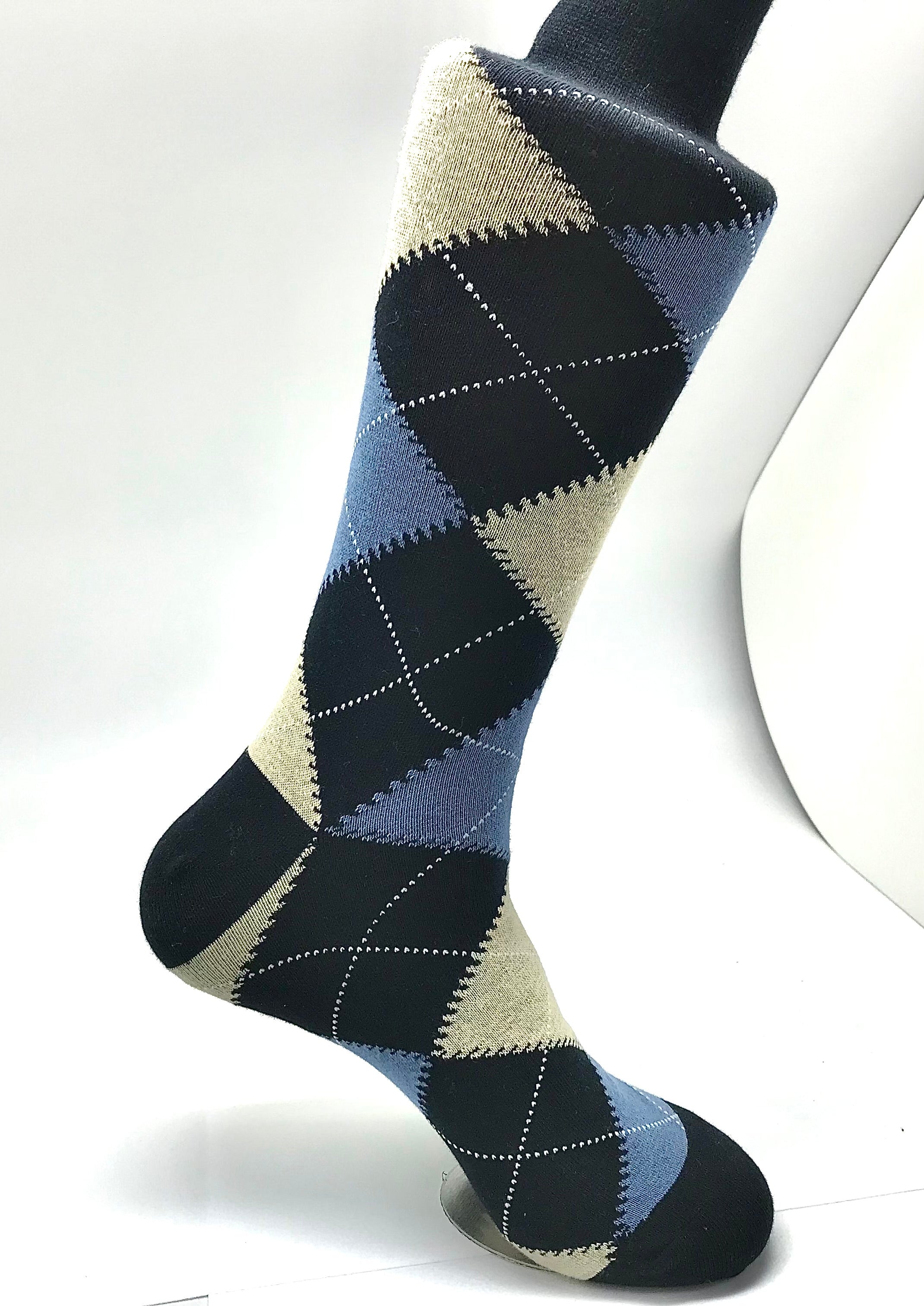 Navy & Tan Argyle Sock