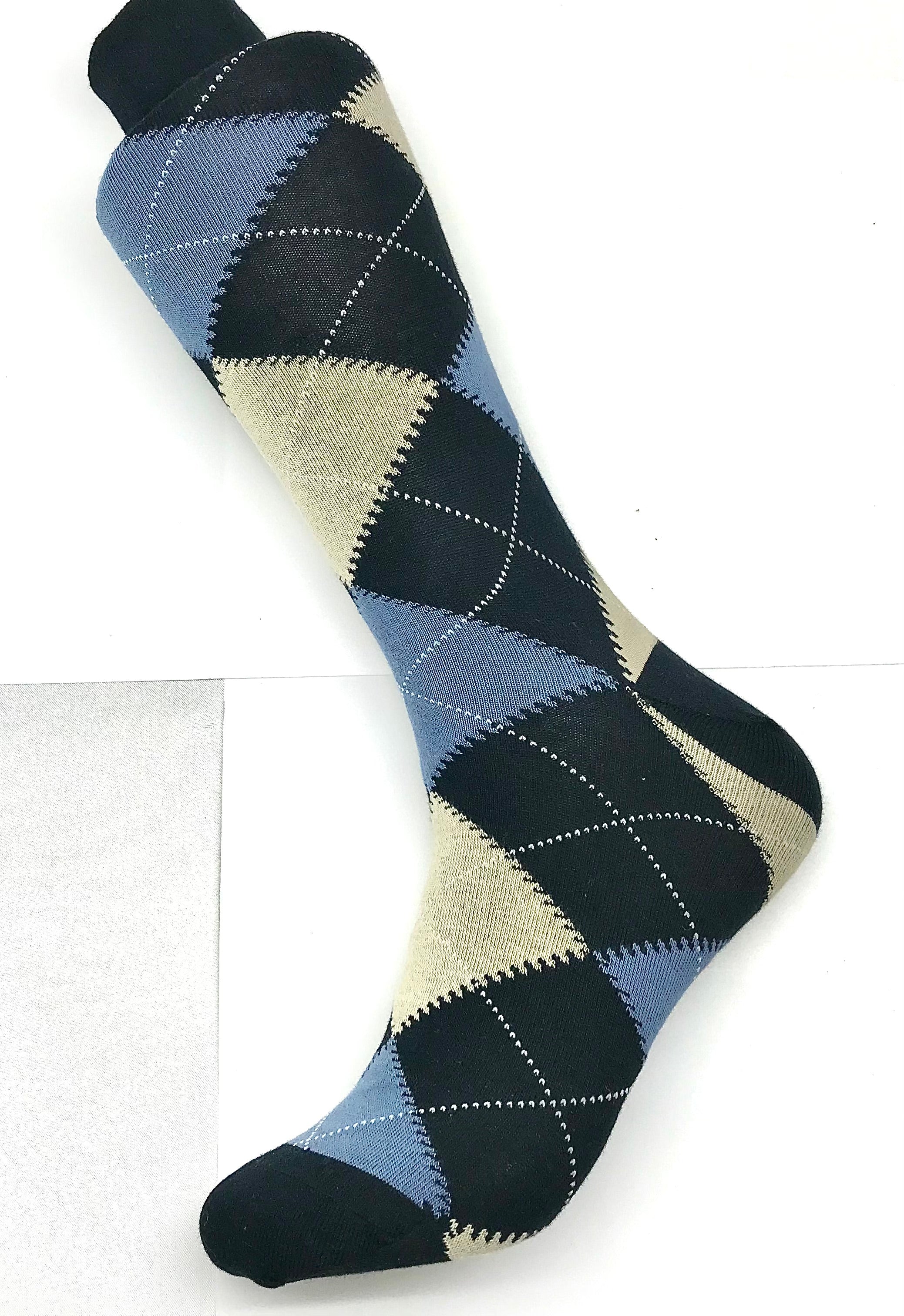 Navy & Tan Argyle Sock