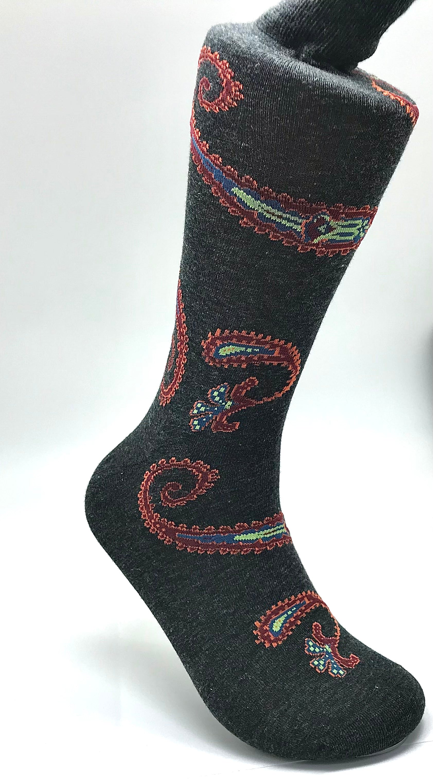 Gray/Orange/Green Paisley Sock