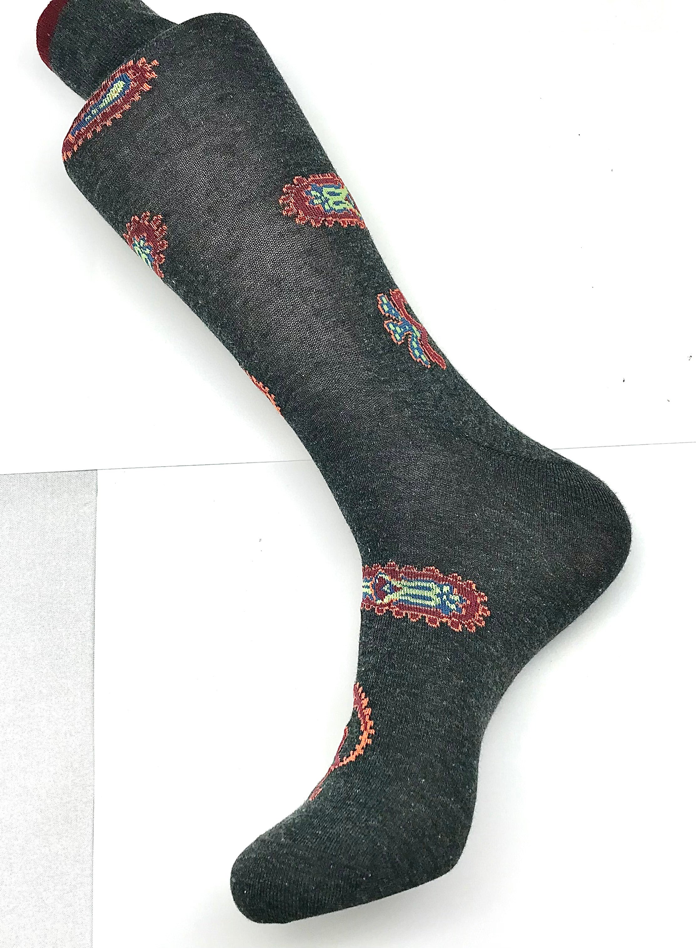 Gray/Orange/Green Paisley Sock