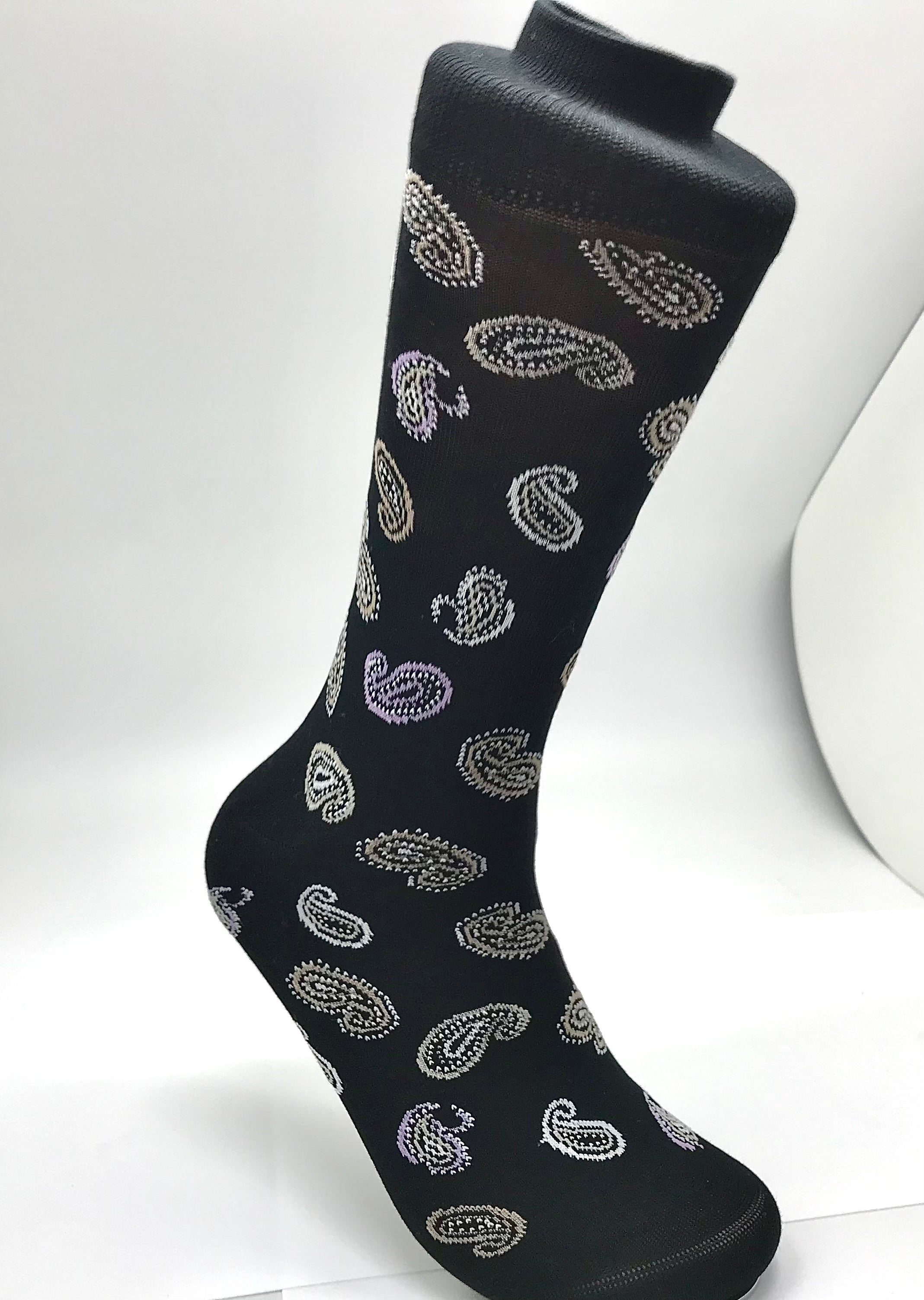 Black/Tan/Purple Paisley Sock