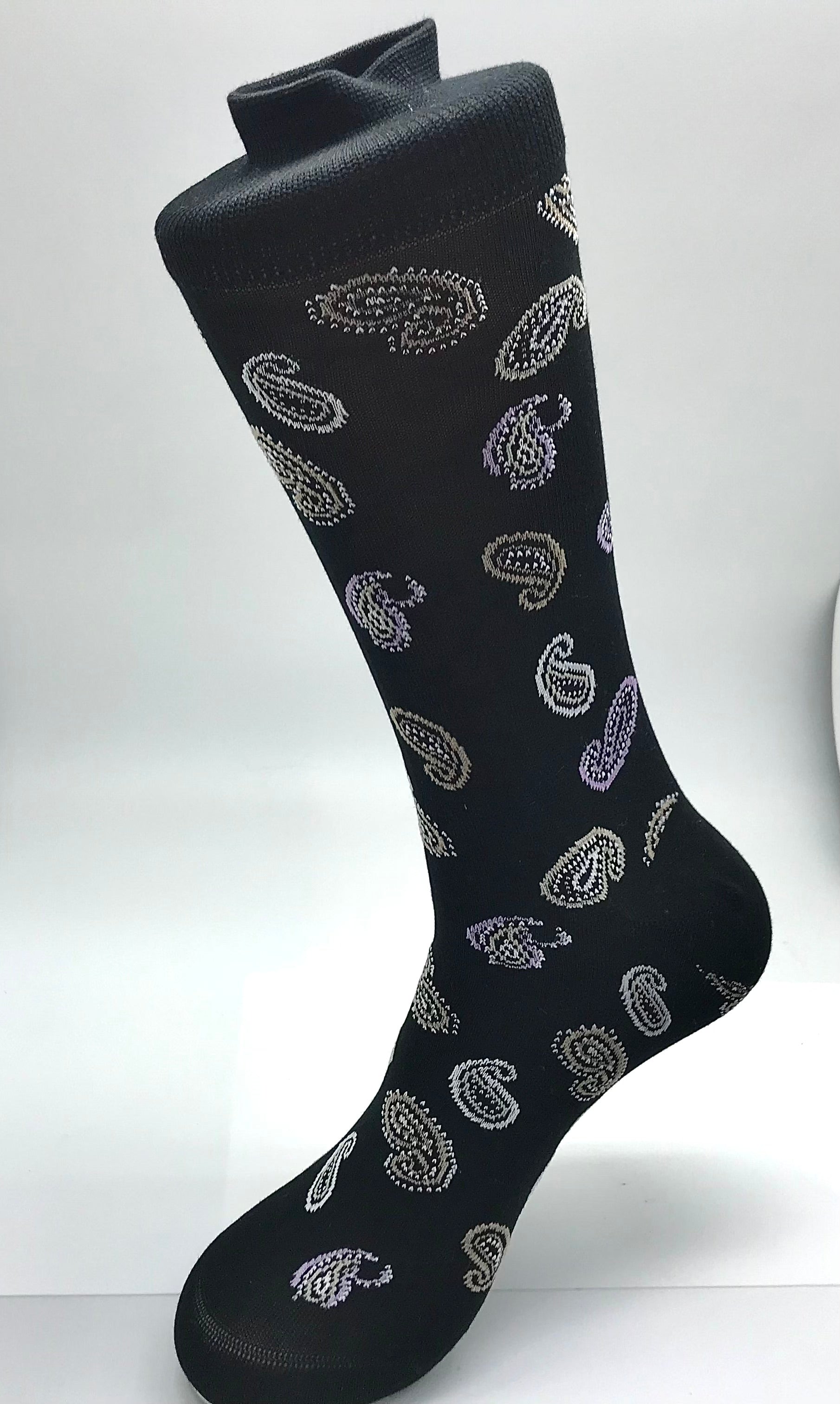 Black/Tan/Purple Paisley Sock