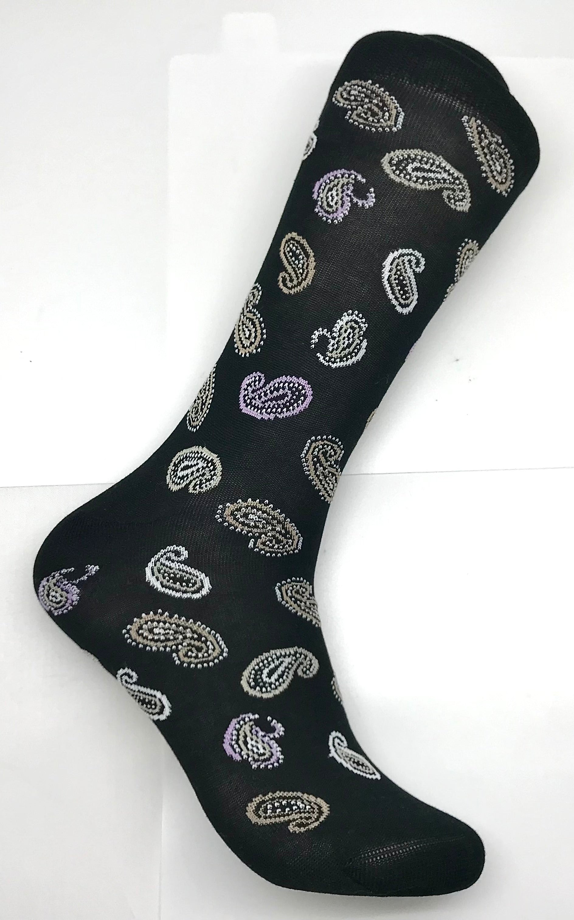 Black/Tan/Purple Paisley Sock
