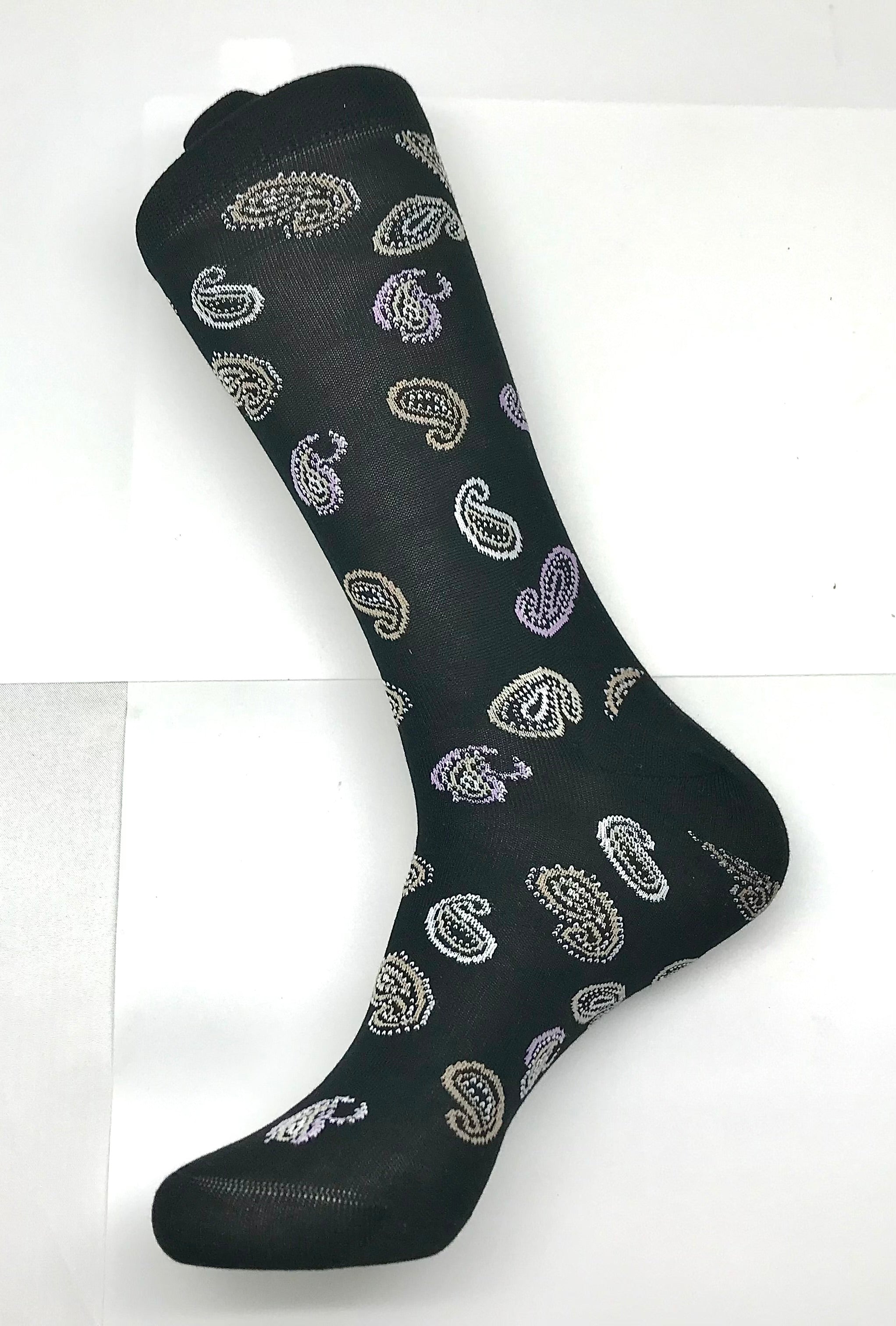 Black/Tan/Purple Paisley Sock