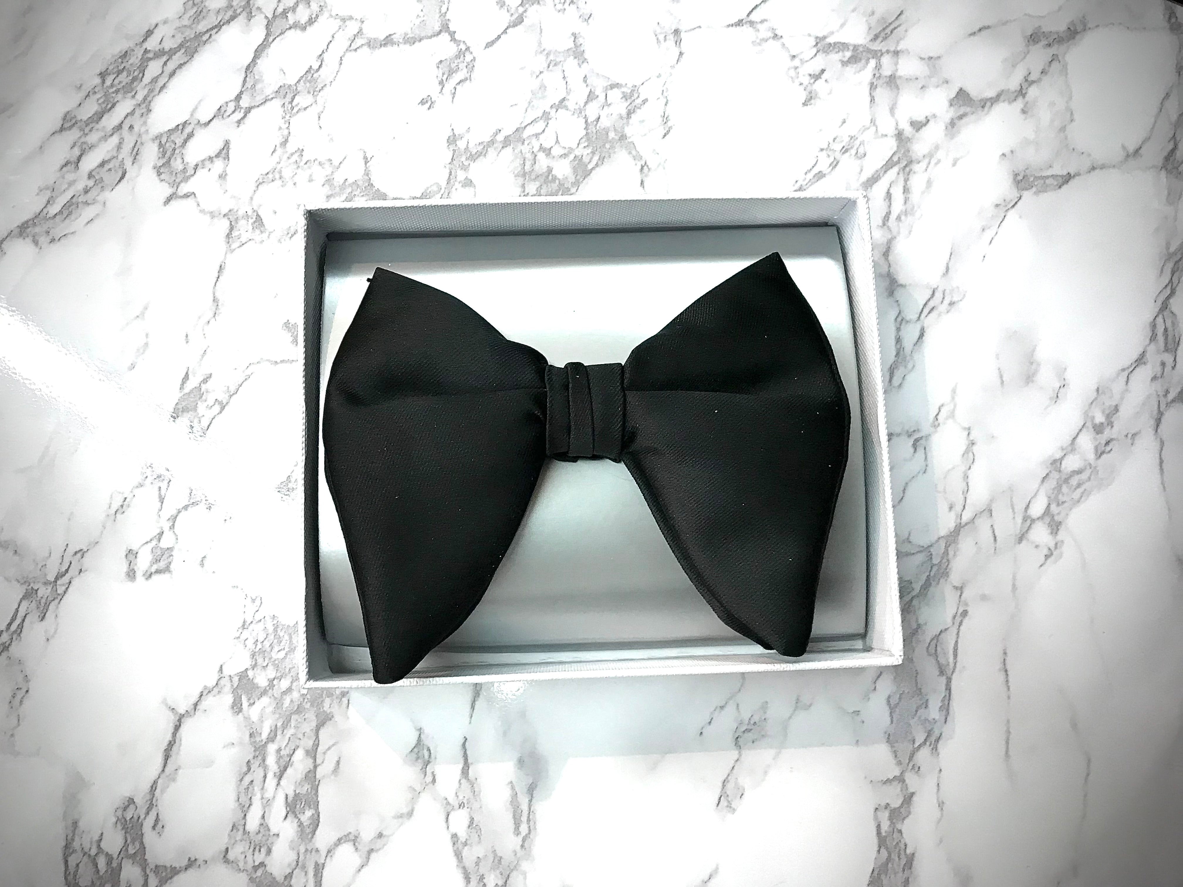 Black Satin Butterfly BowTie