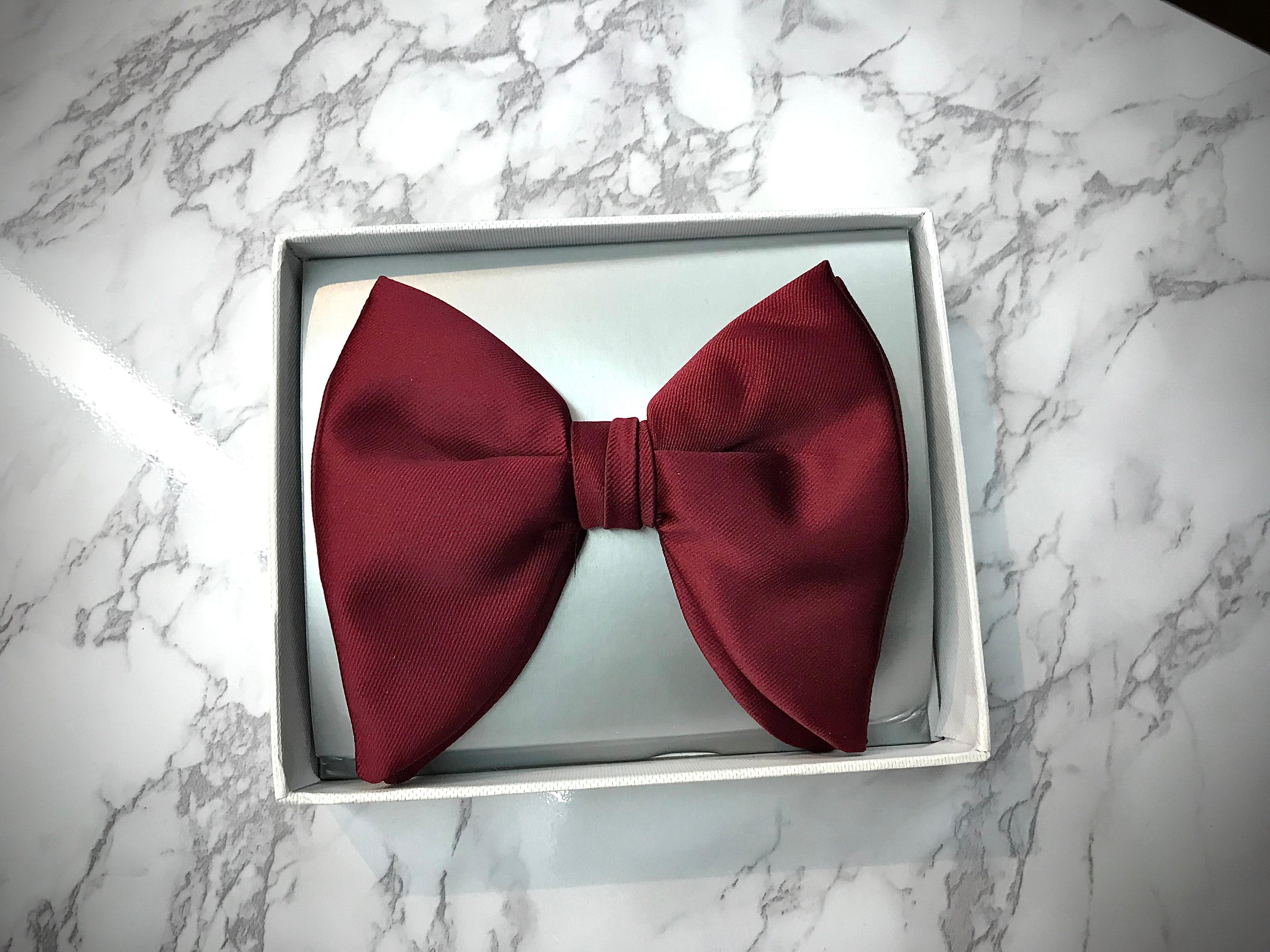 Burgundy Satin Butterfly BowTie