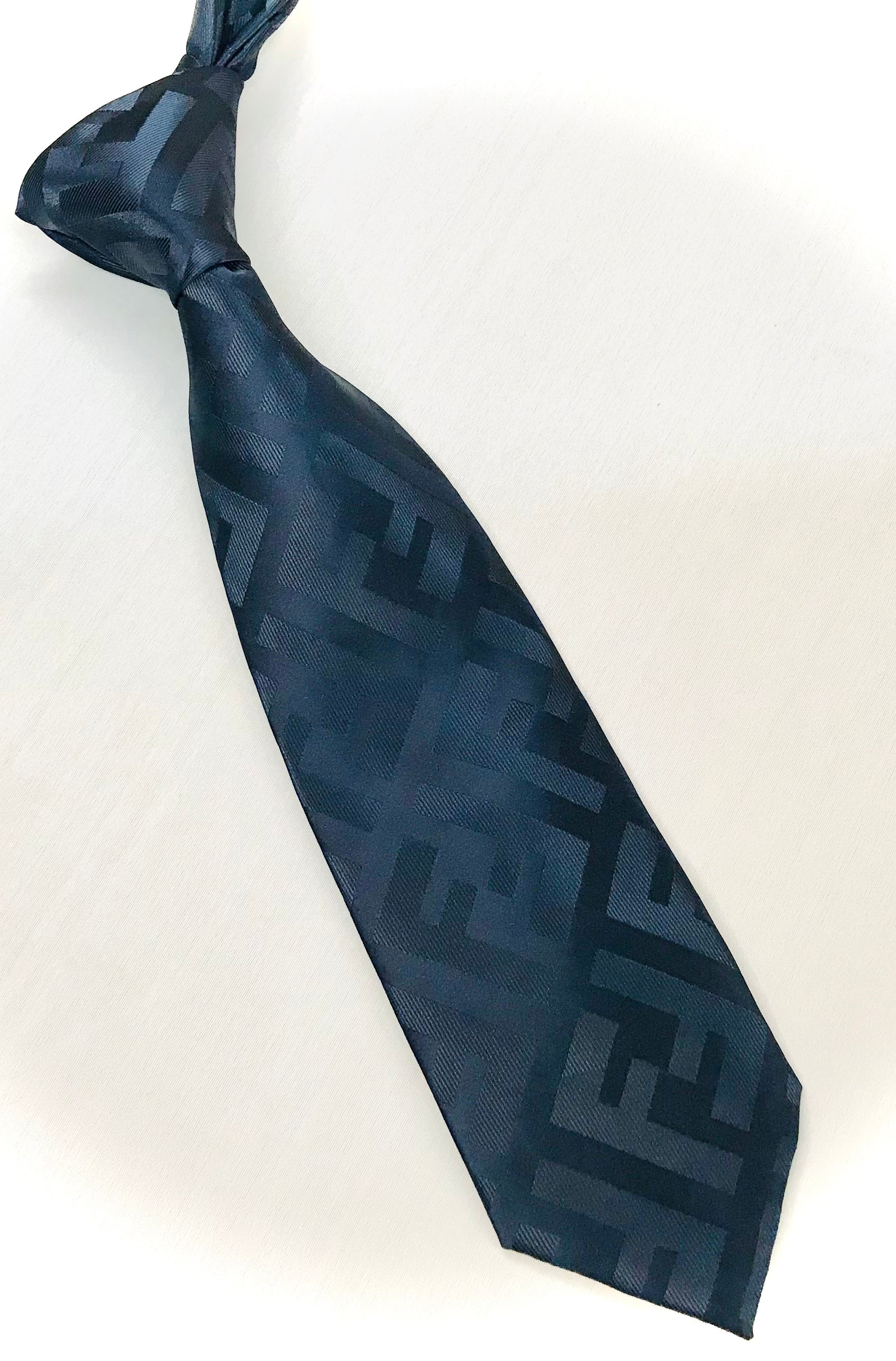 Fendi Navy Tone on Tone Tie