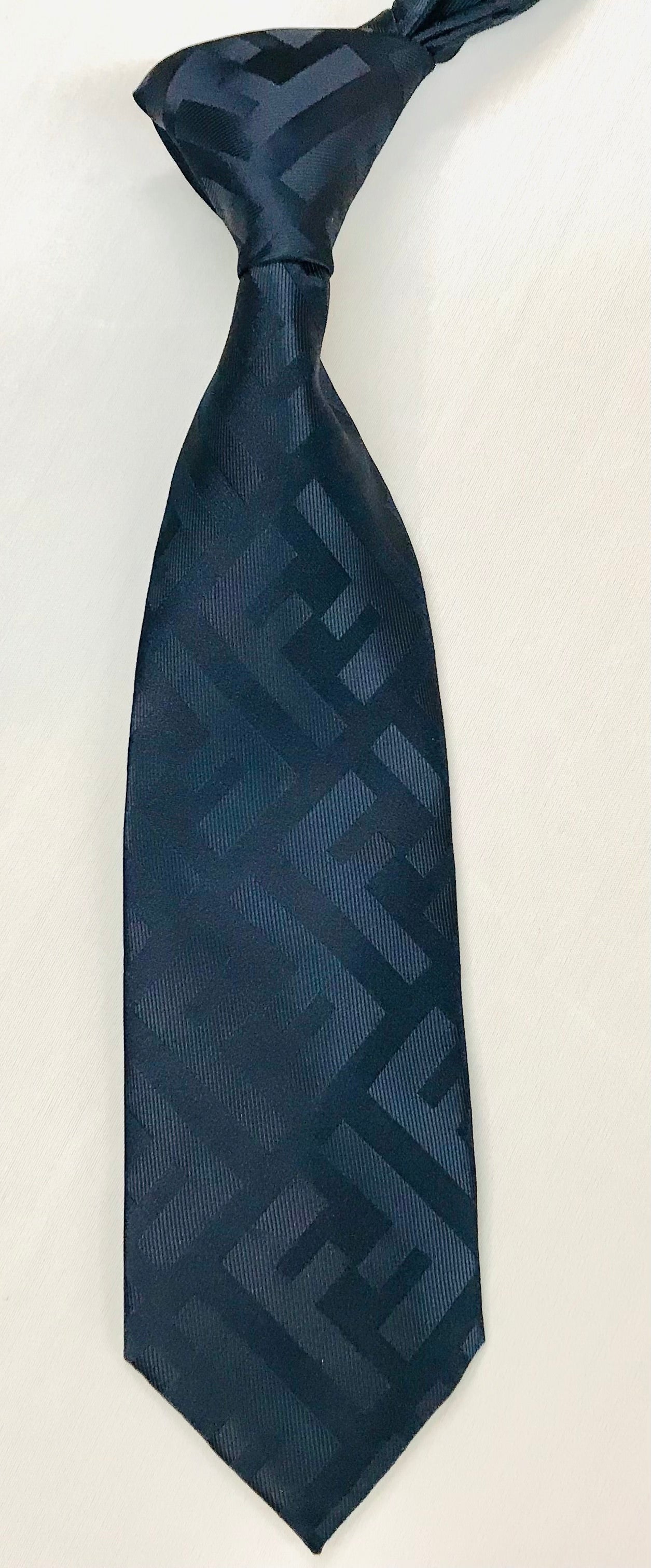 Fendi Navy Tone on Tone Tie