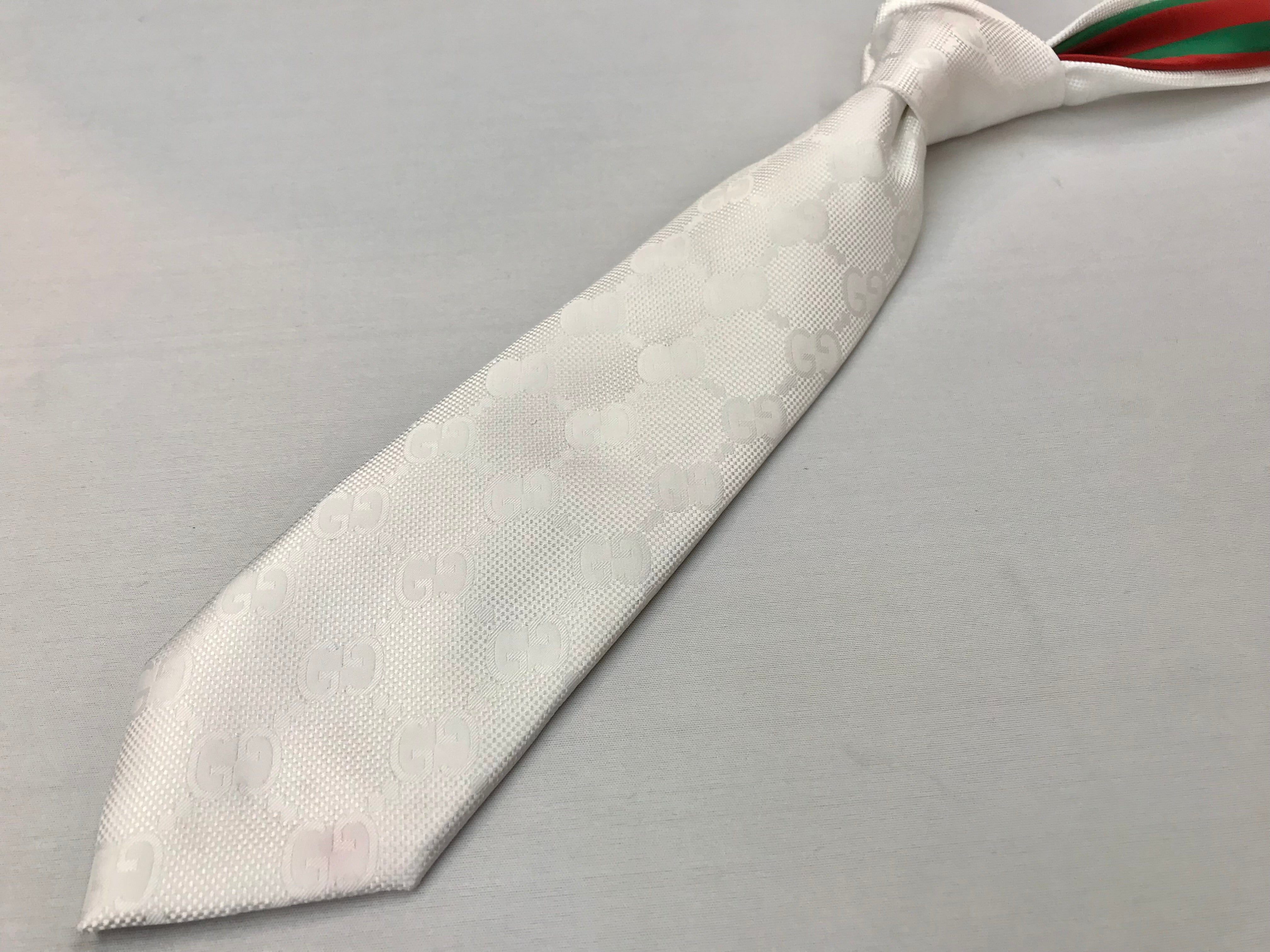 Gucci White Tone on Tone Tie