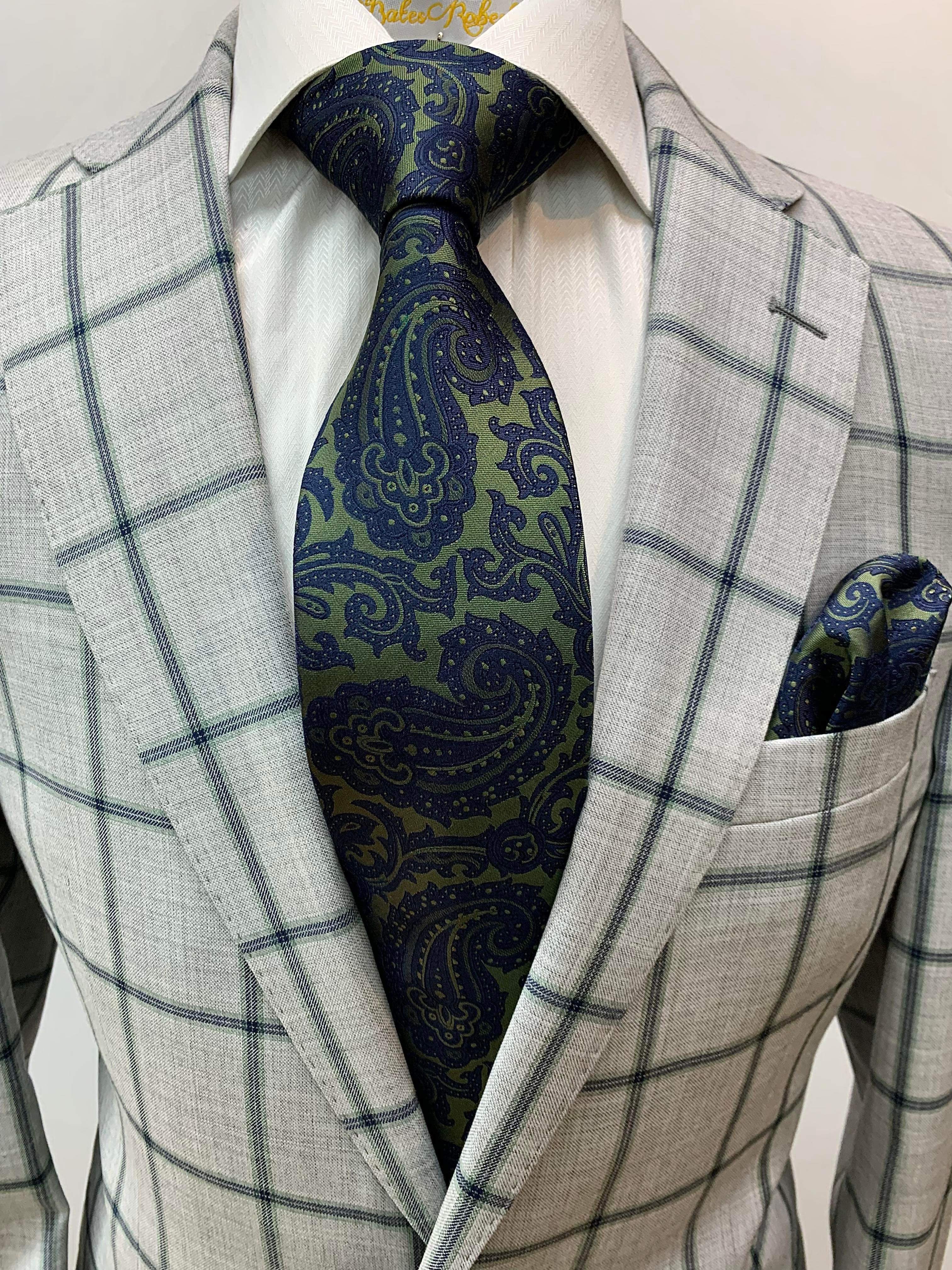 Tiglio Gray/Green & Blue Windowpane w/Green Pant