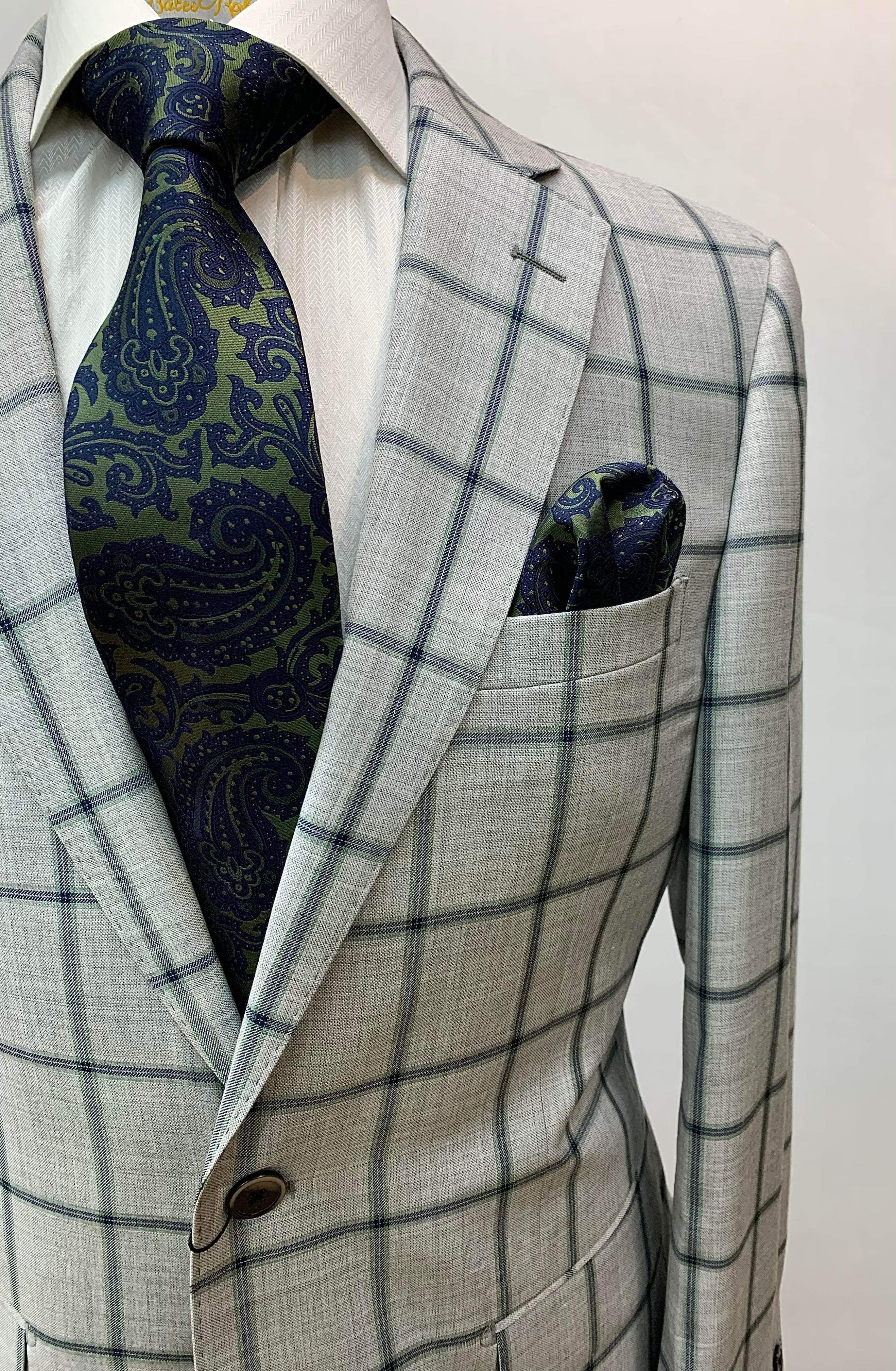 Tiglio Gray/Green & Blue Windowpane w/Green Pant