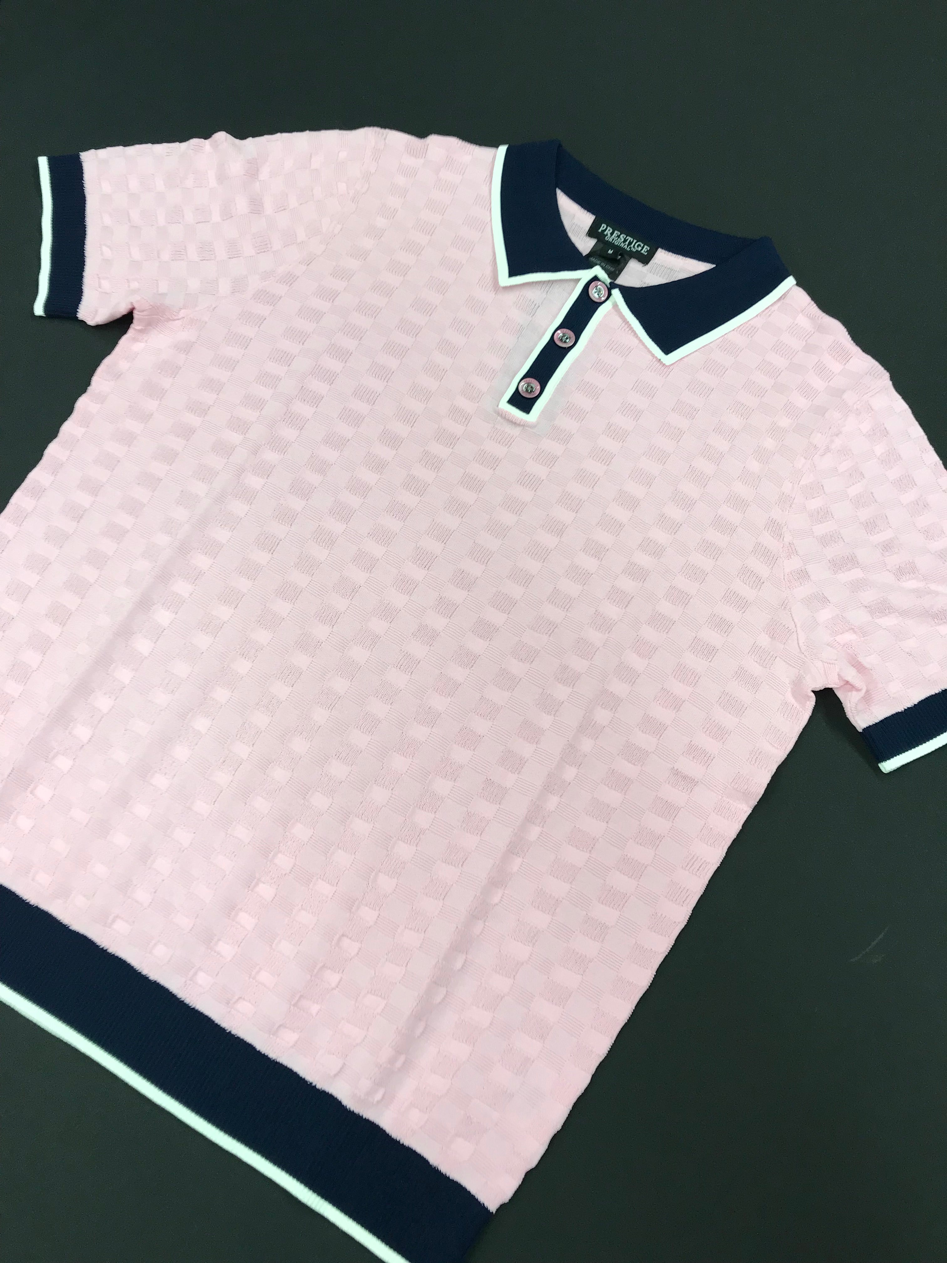 Prestige Pink/Navy/White Short Sleeve Shirt