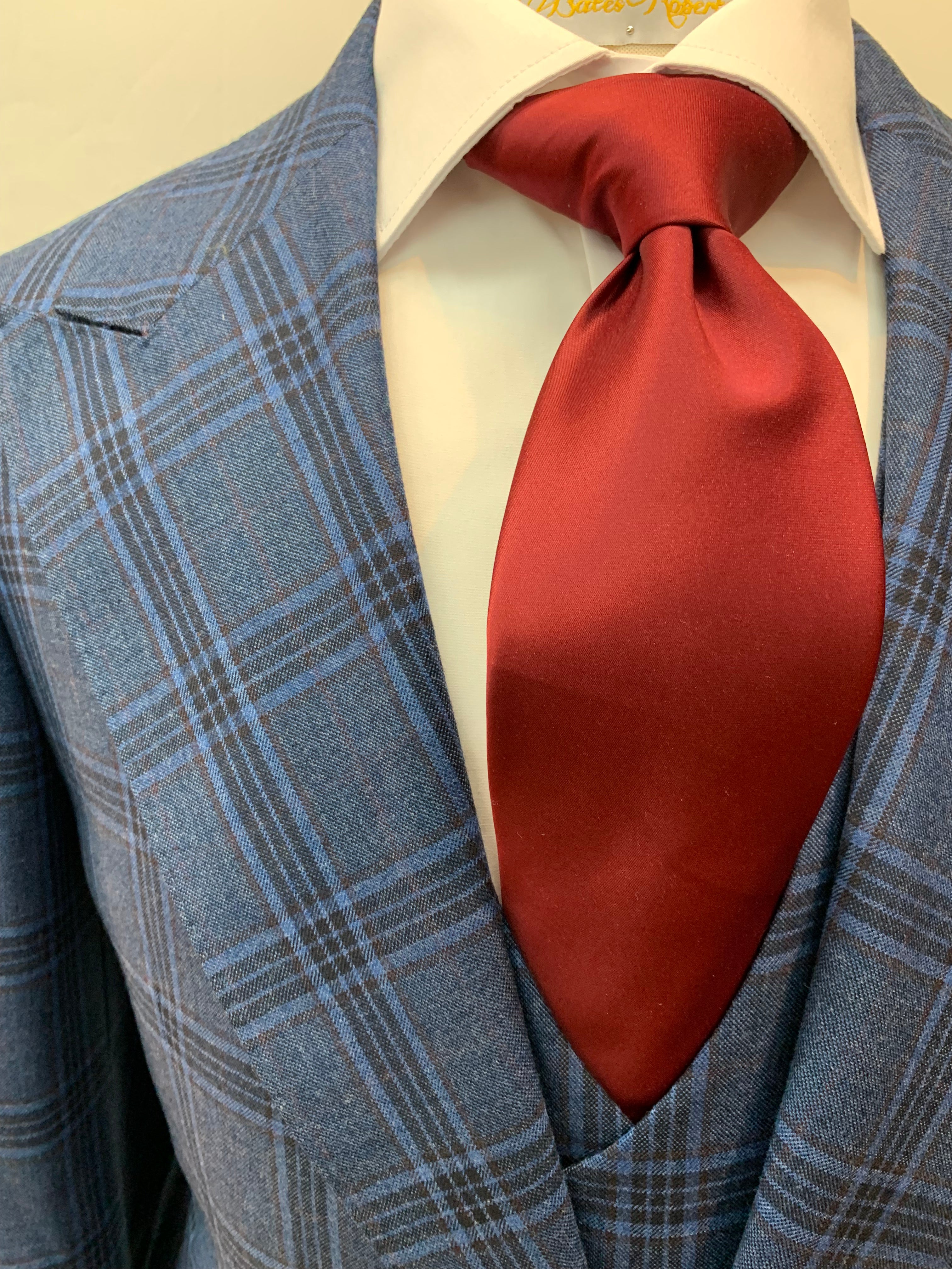 Tiglio Blue/Burgundy Plaid 3pc Suit