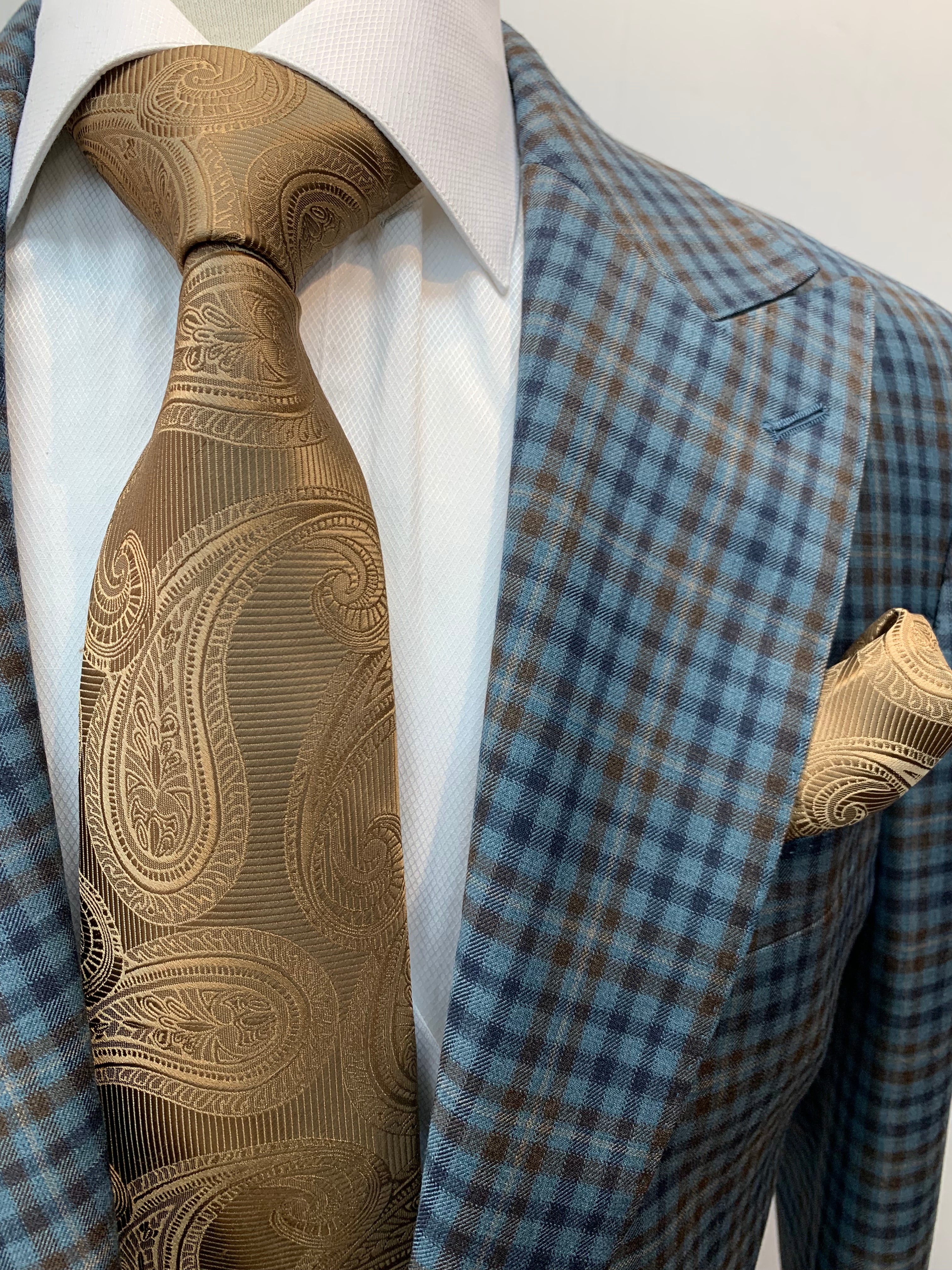 Berragamo Blue/Brown Plaid 3pc Suit